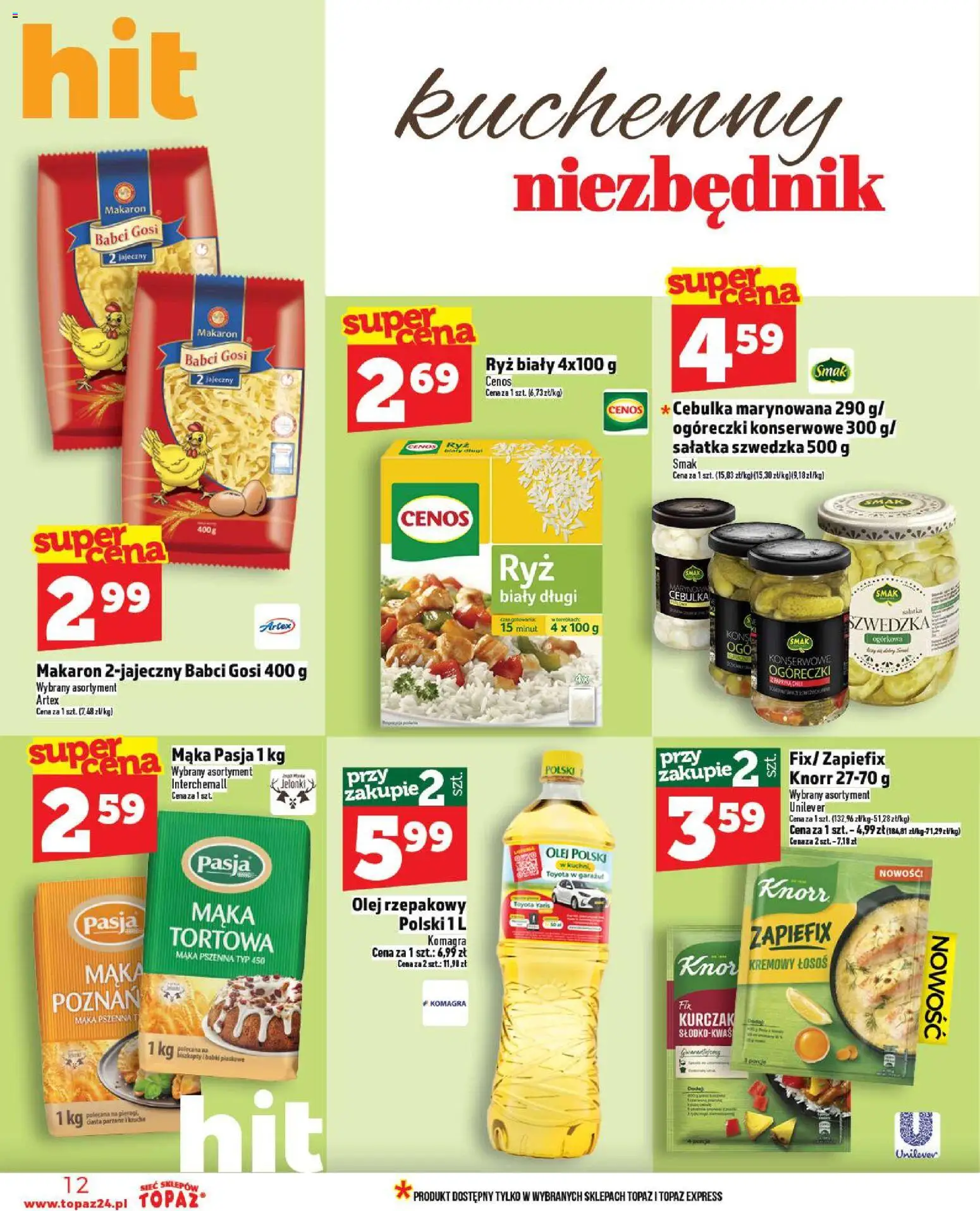 Topaz Gazetka od 13.11.2025 | Strona: 12 | Produkty: Kurczak, Sałatka szwedzka, Ryż, Sałatka