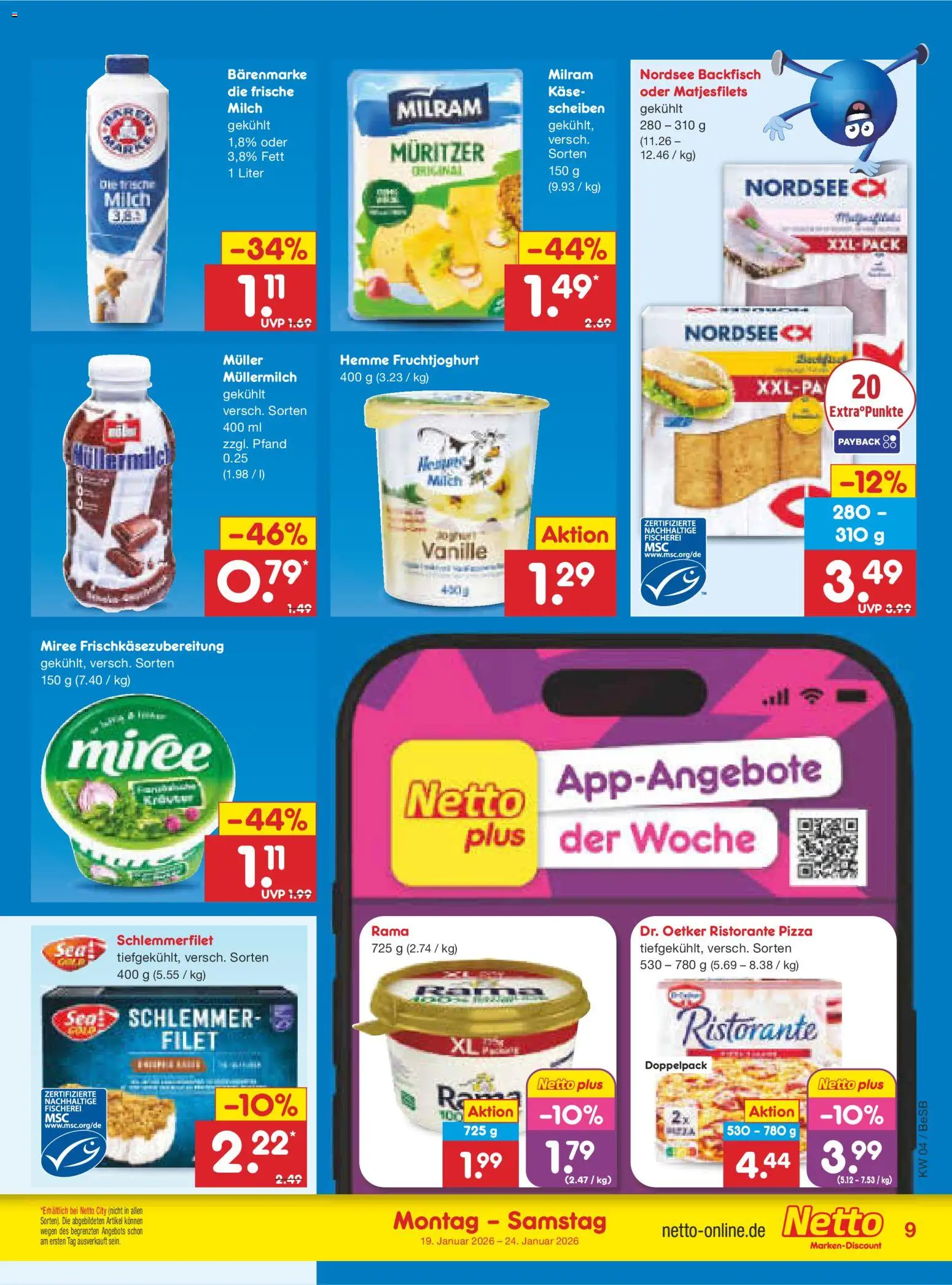 Netto Marken-Discount Prospekt 	 – gültig ab 19.01.2026 | Seite: 9 | Produkte: Ristorante, Milch, Käse, Fruchtjoghurt