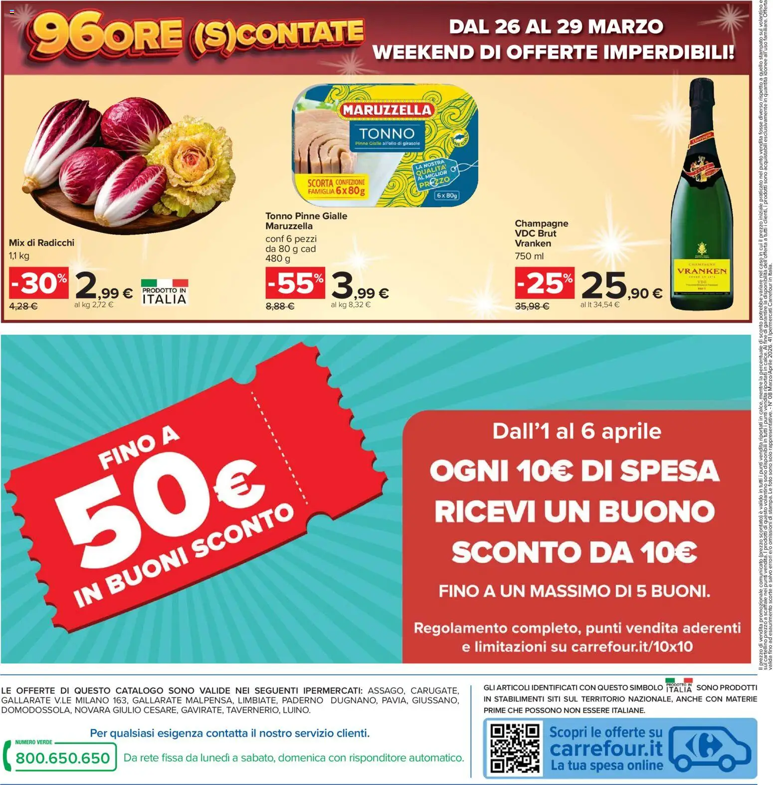 Volantino Carrefour del 24.03.2026 | Pagina: 50 | Prodotti: Pinne, Tonno, Champagne