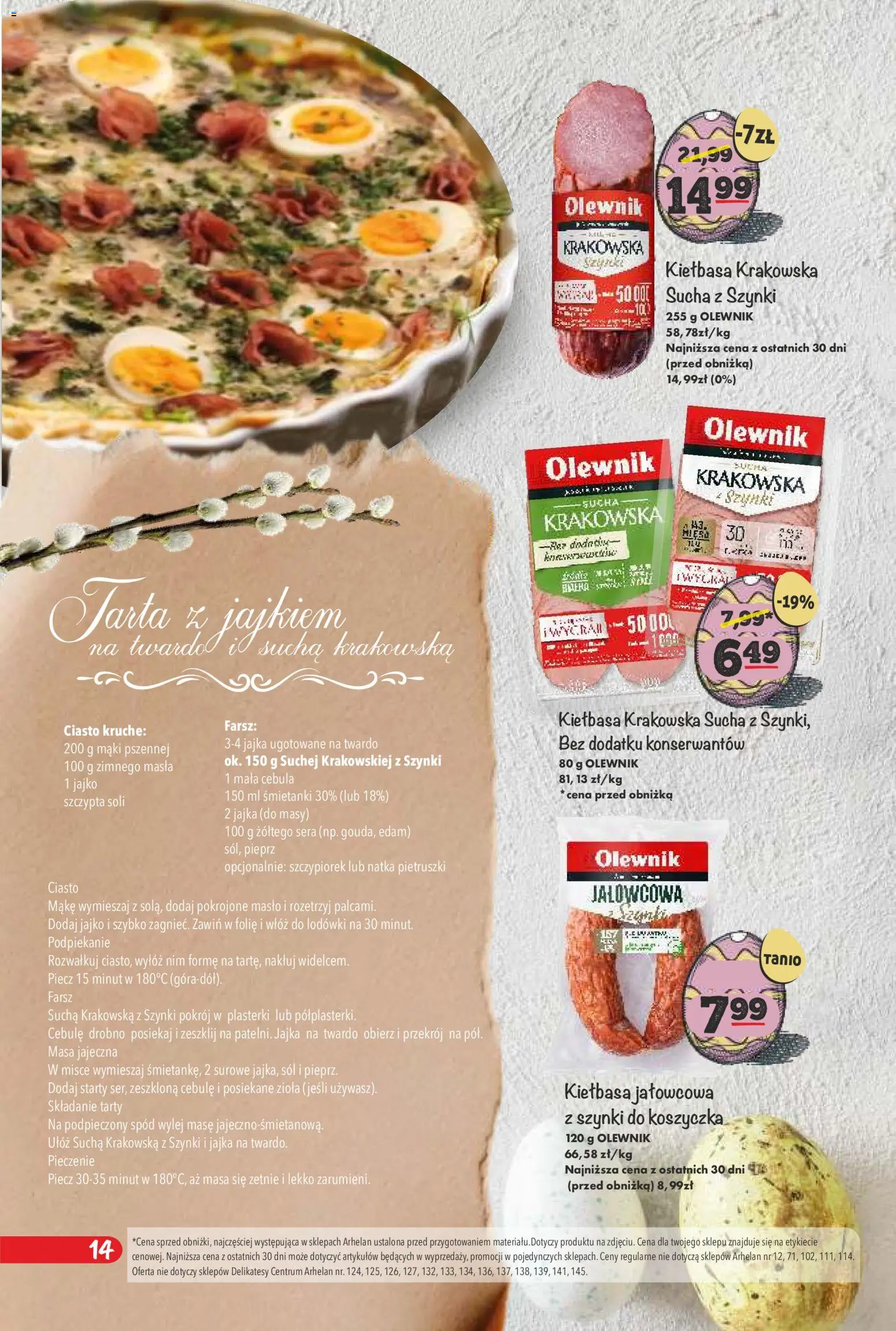 Arhelan gazetka - Smaki Wielkanocy od 20.03.2026 | Strona: 14 | Produkty: Kiełbasa, Delikatesy, Kiełbasa krakowska, Sól