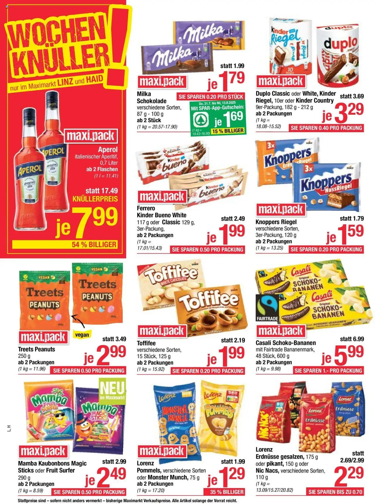 Maximarkt Flugblatt Haid, Linz gültig ab 04.08.2025 | Seite: 8 | Produkte: Папионка, Schokolade, Bananen