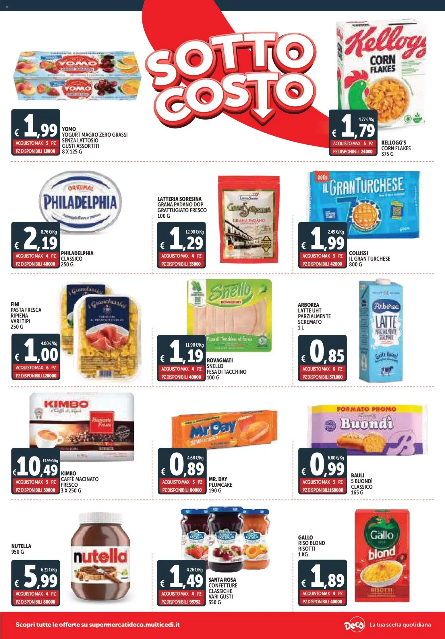 Volantino Decò del 07.11.2025 | Pagina: 2 | Prodotti: Caffè, Tacchino, Nutella, Grana Padano