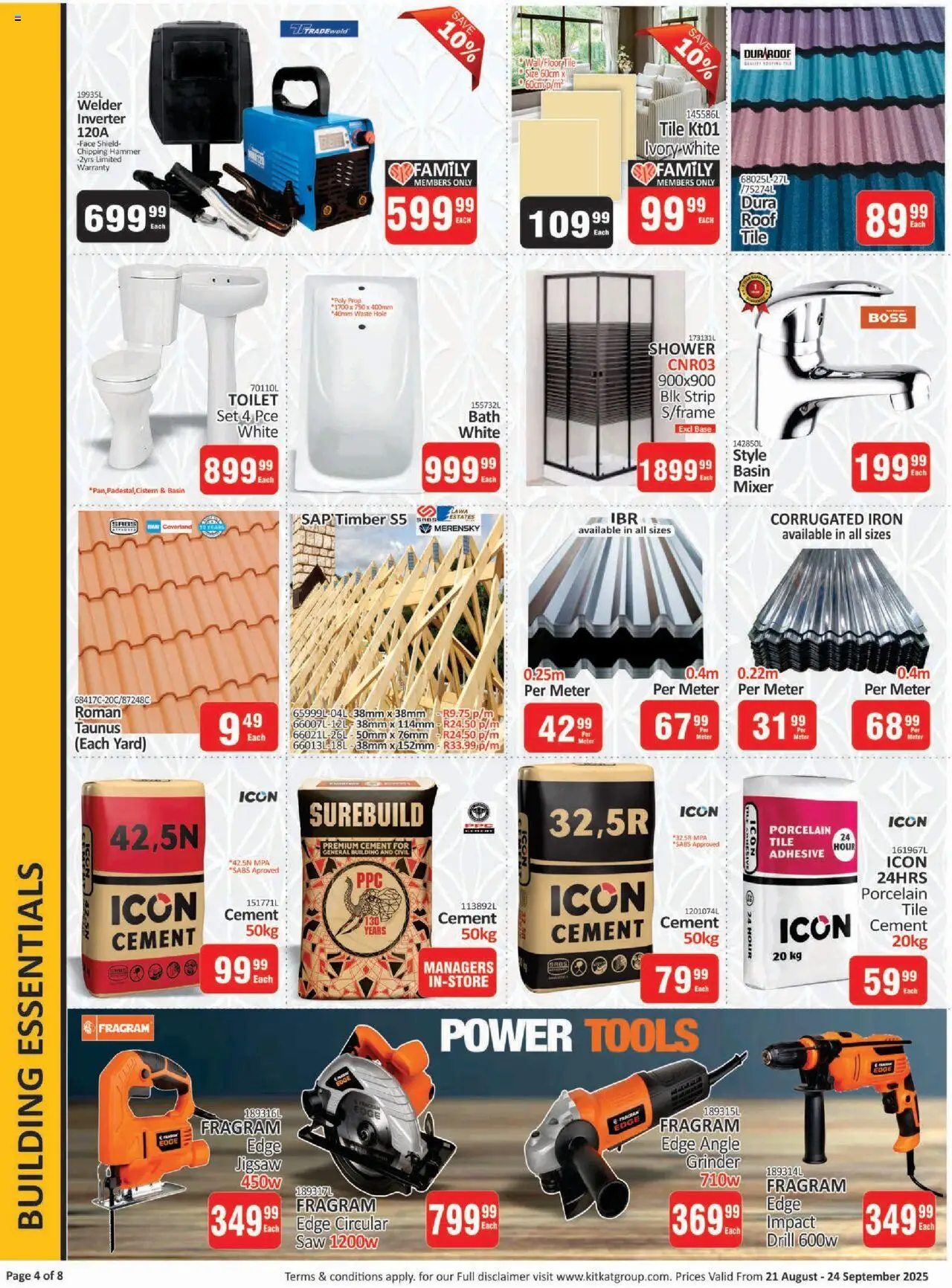 KIT KAT Cash & Carry Buildmart - Spring Leaflet │ valid from 21.08.2025 | Page: 4 | Products: Grinder, Toilet, Adhesive, Hammer