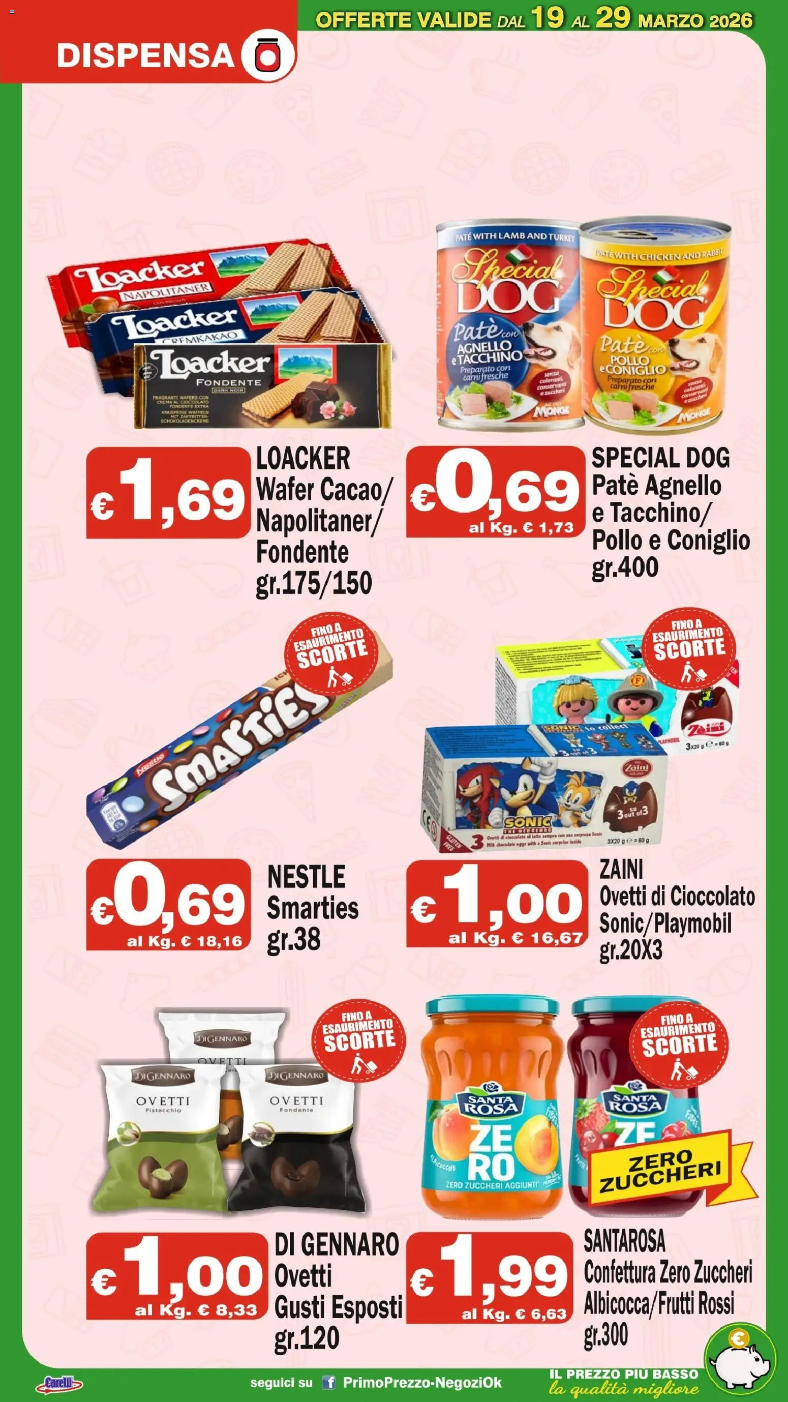 Volantino Primo Prezzo del 19.03.2026 | Pagina: 18 | Prodotti: Cioccolato, Pollo, Tacchino, Agnello