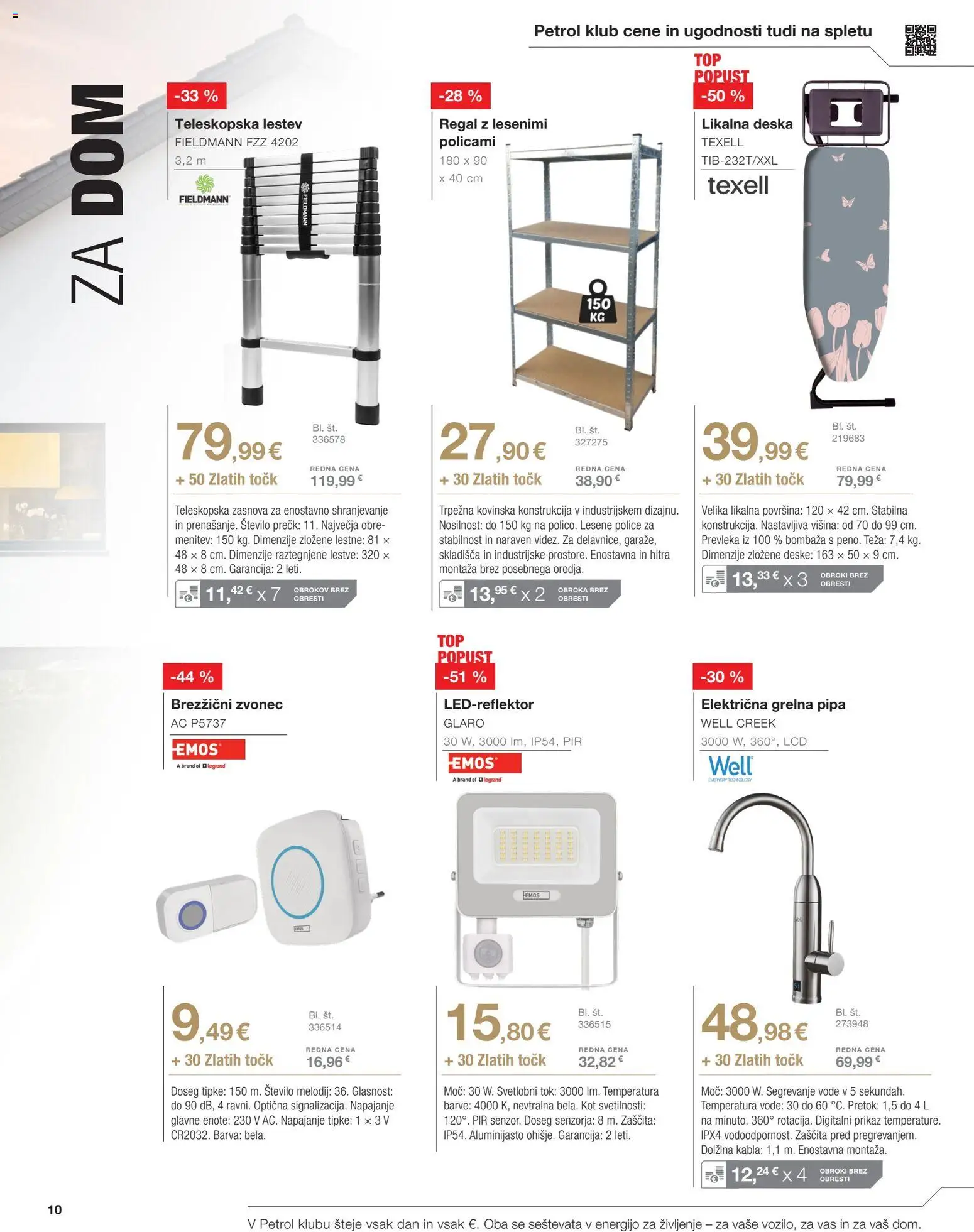 Novi Petrol katalog ponudbe – veljaven od 01.04.2026 | Stran: 10 | Izdelki: Likalna deska, Prevleka, Regal, Barva