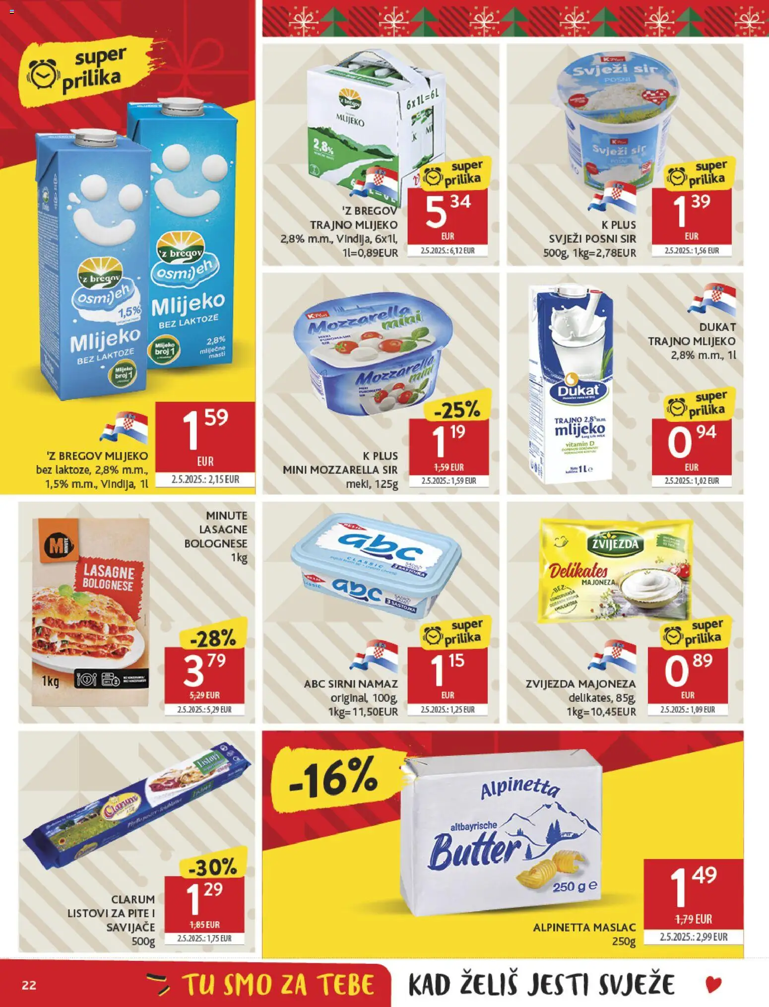 Konzum HR akciós ujság - amely érvényes a következő dátumtól: 27.12.2025 | Oldal: 22 | Termékek: Mozzarella, Vitamin d, Lasagne
