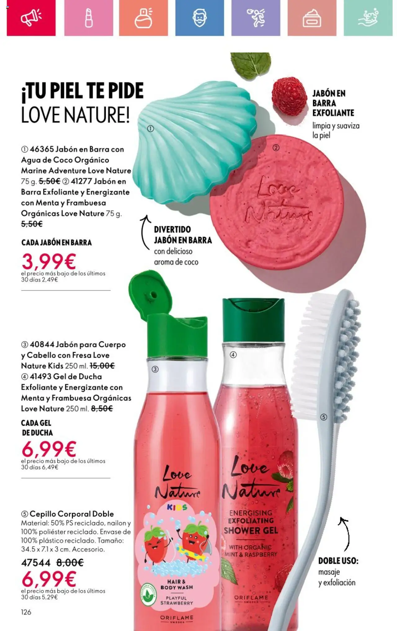 Oriflame - Catálogo Campaña 12 │ válido desde el 24.08.2025 | Página: 126 | Productos: Cepillo, Jabón en barra, Body, Ducha