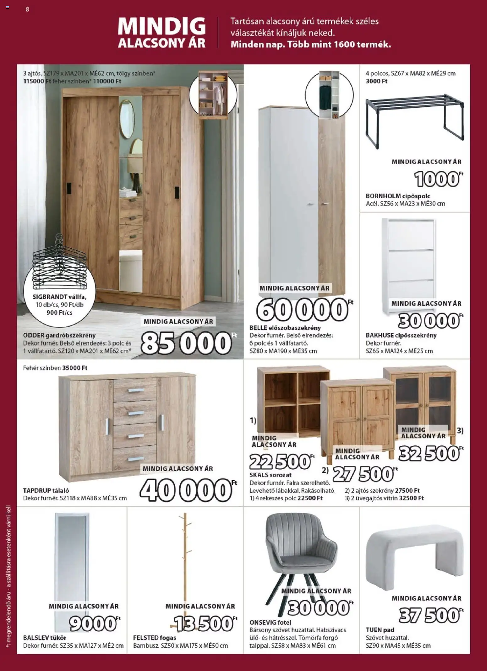 JYSK akciós ujság - amely érvényes a következő dátumtól: 05.11.2025 | Oldal: 8 | Termékek: Polc, Tükör, Fogas, Szekrény