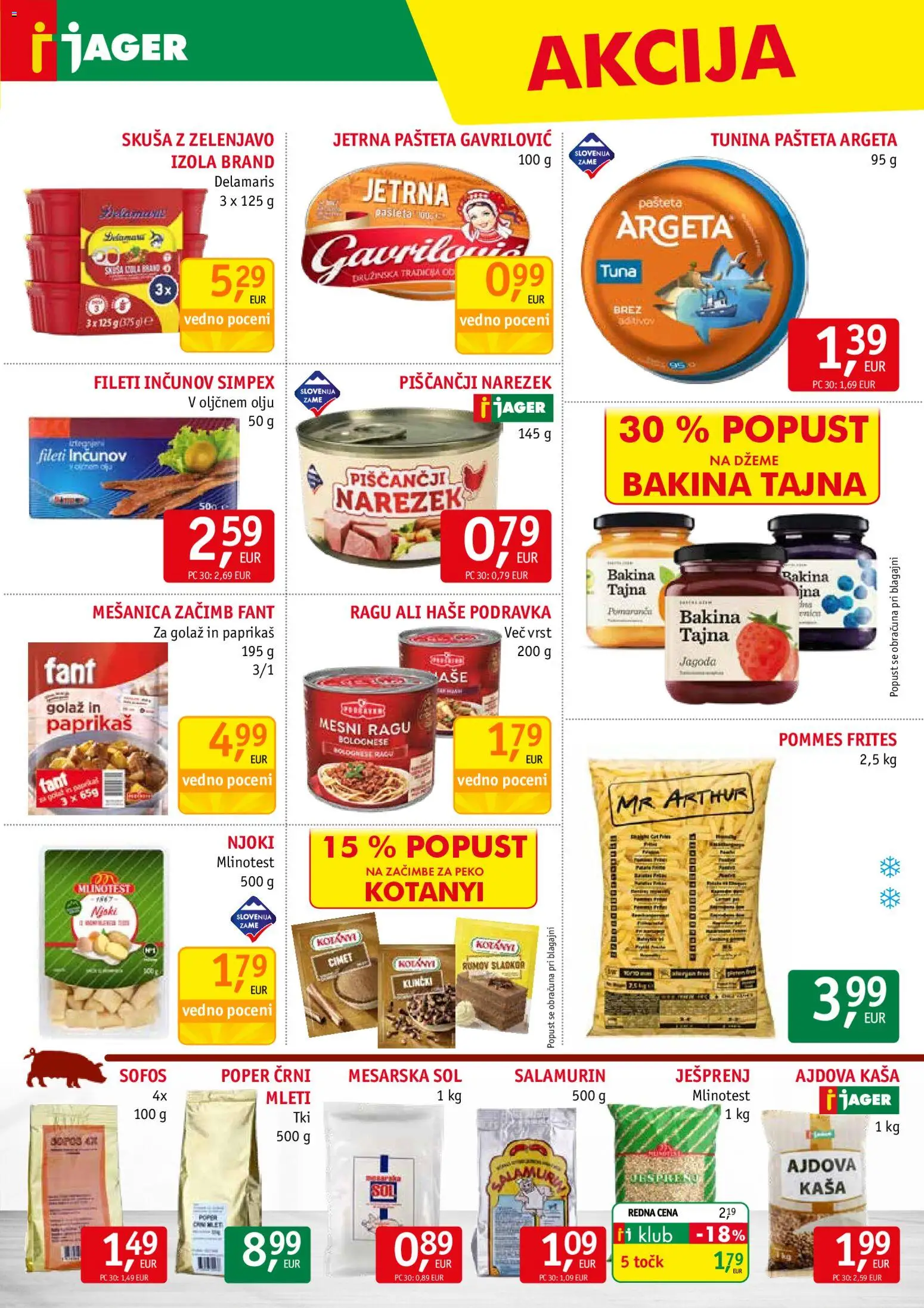 Novi Jager katalog ponudbe – veljaven od 26.11.2025 | Stran: 9 | Izdelki: Narezek, Njoki, Zacimbe, Sol