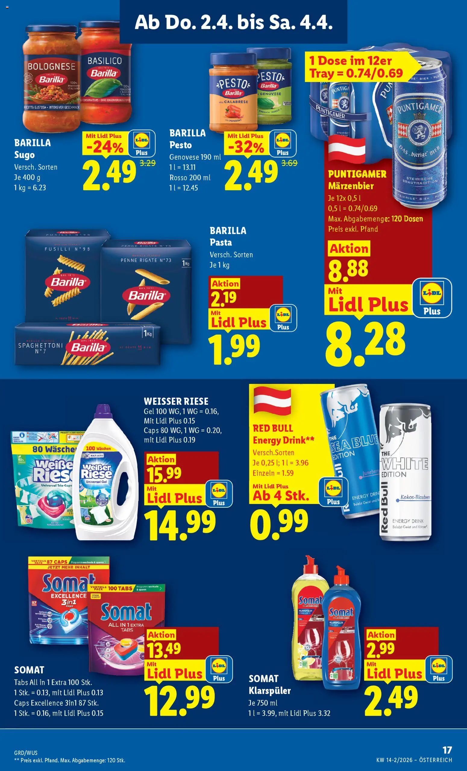 Lidl Flugblatt - Eisenstadt, Ebenfurth, Mattersburg gültig ab 02.04.2026 | Seite: 19 | Produkte: Klarspüler, Pasta, Bier