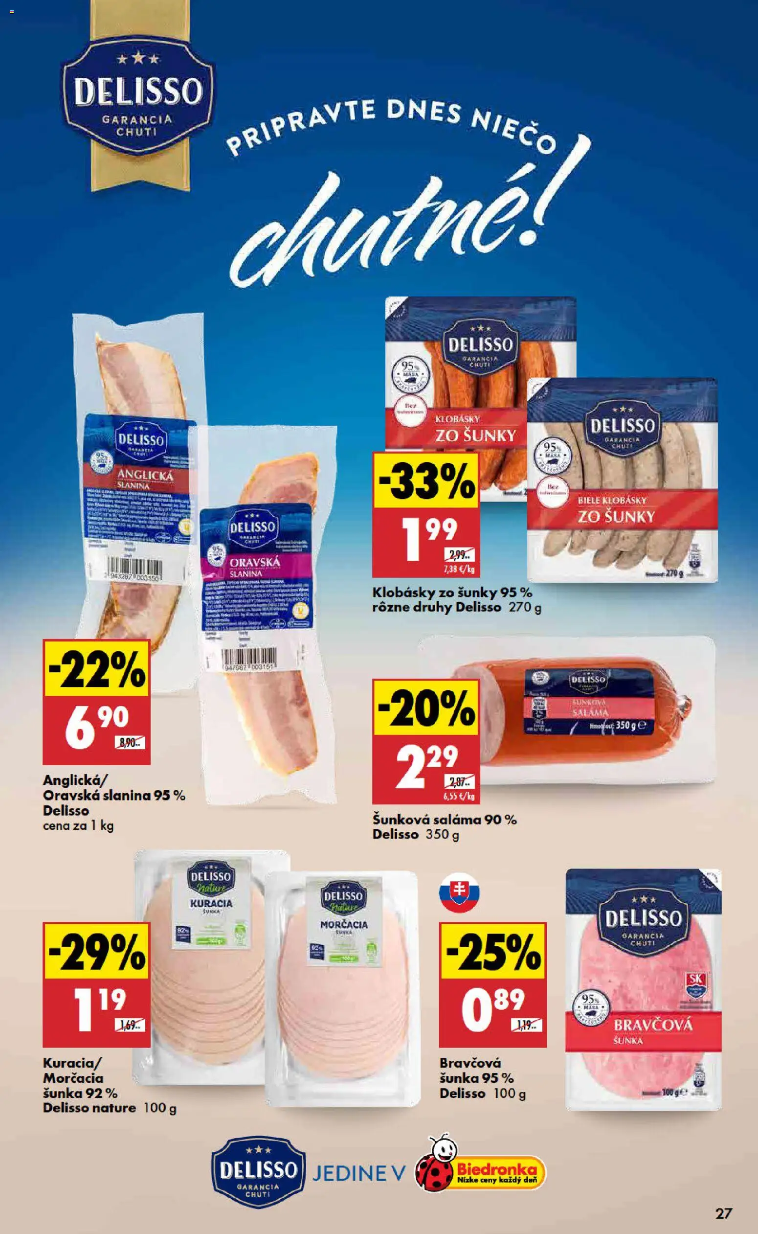 Nové Biedronka akcie – leták je platný od 12.03.2026 | Strana: 27 | Produkty: Saláma, Šunka, Slanina