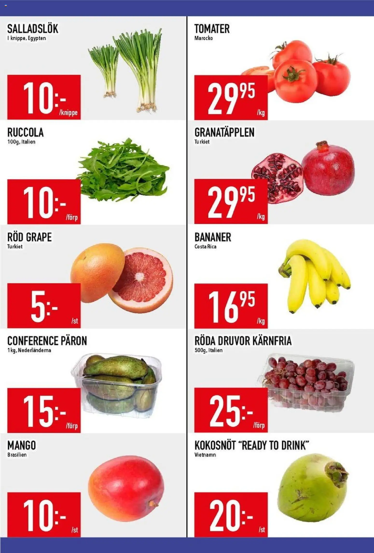 Matdax reklamblad aktuell från 19.01.2026 | Sida: 13 | Produkter: Tomater, Bananer, Mango, Ruccola