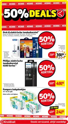 Pampers babydoekjes 15- en 24-pak, Pampers babydoekjes 15- en 24-pak. Alleen online verkrijgbaar. - Voorbeeld van een folder van Kruidvat, geldig van 19.01.2026 | Pagina: 40 | Producten: Kan, Elektrische tandenborstel, Pampers, Festék