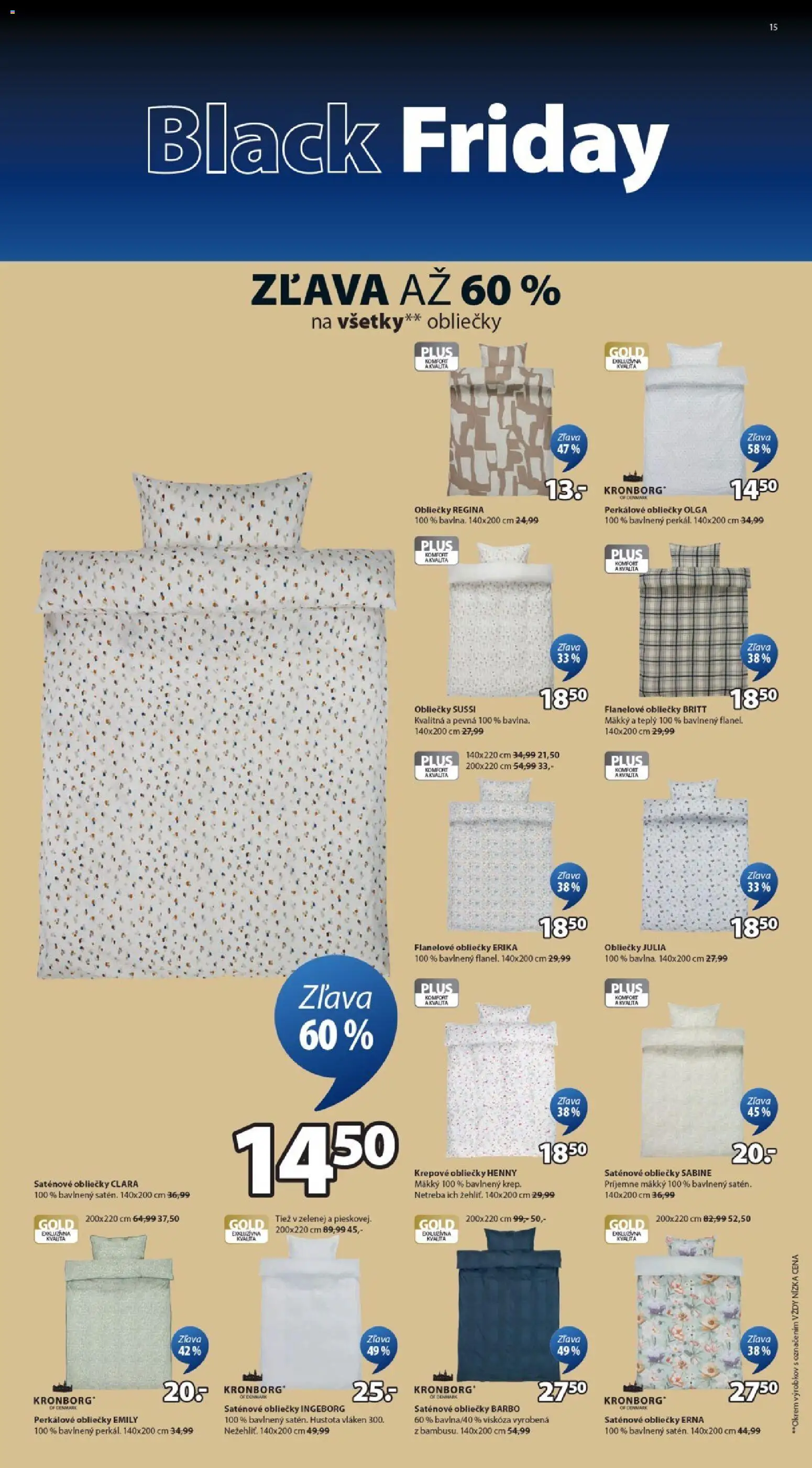 Nové JYSK akcie – leták je platný od 17.11.2025 | Strana: 15 | Produkty: Obliečky