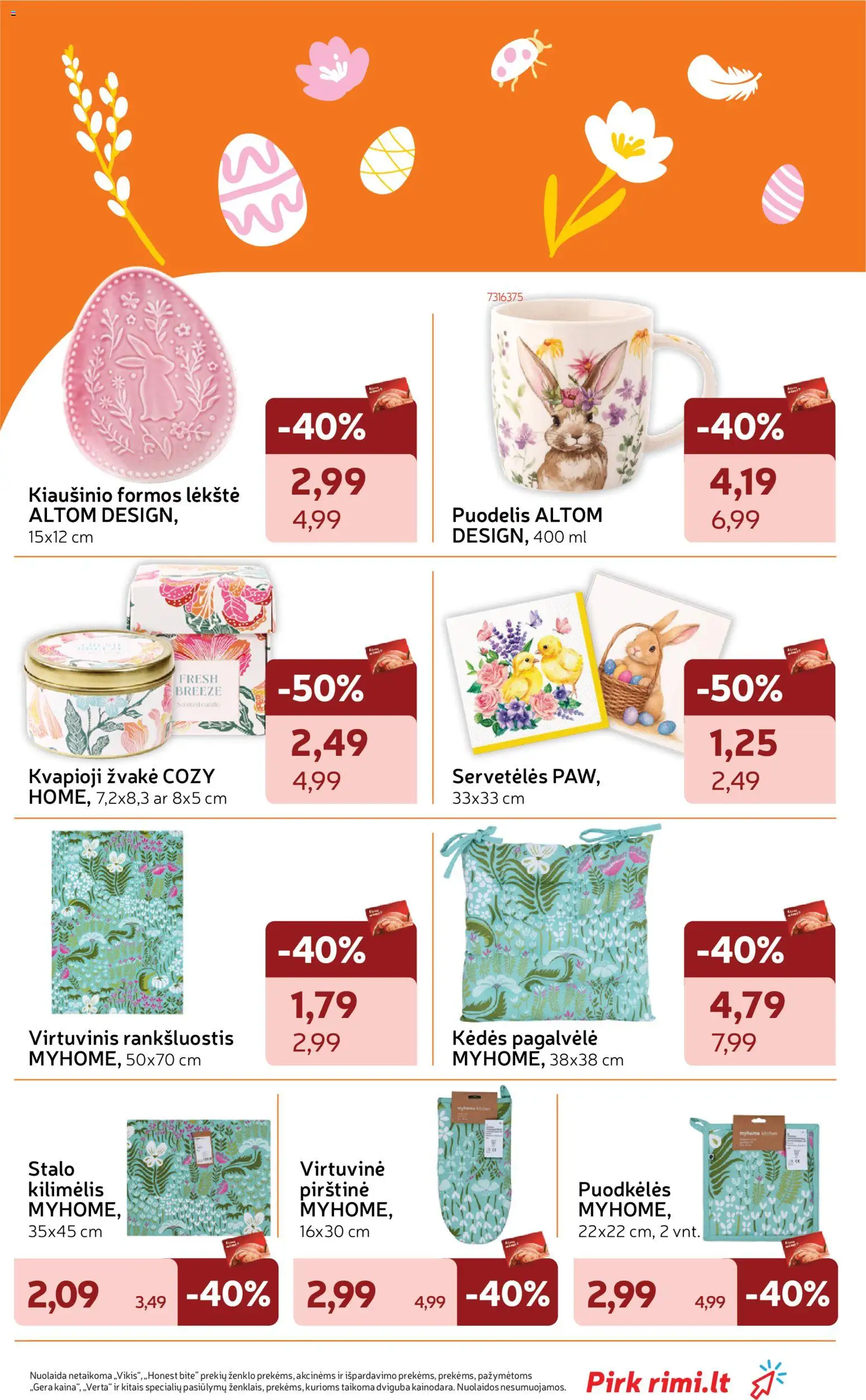 Rimi akcijos nuo 24.03.2026 | Puslapis: 3 | Prekių: Pagalvėlė, Lėkštė, Rankšluostis, Kilimėlis