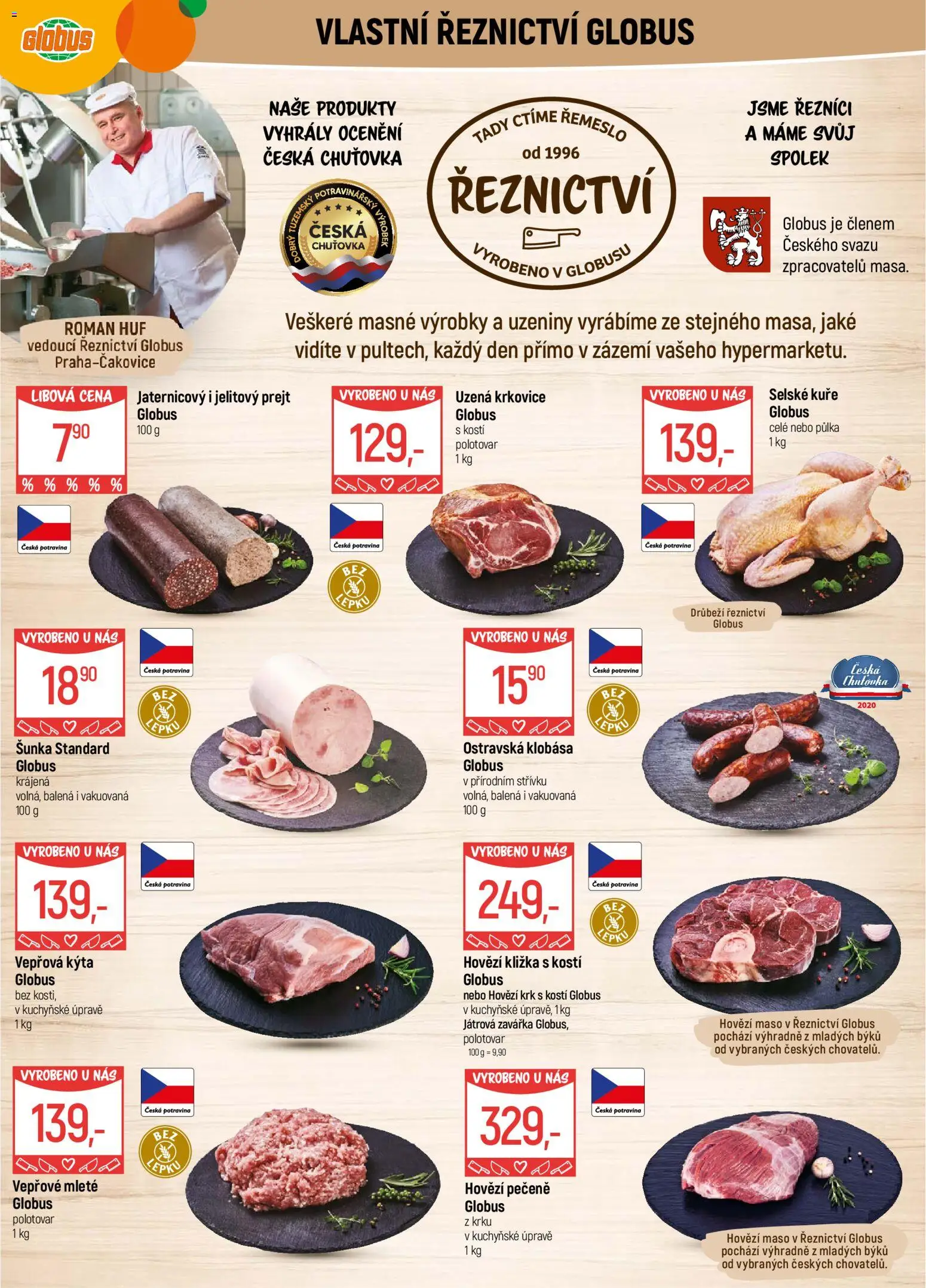 Globus leták - Praha Čakovice od 28.01.2026 | Strana: 5 | Produkty: Hovězí, Klobása, Vepřová Kýta, Uzená krkovice