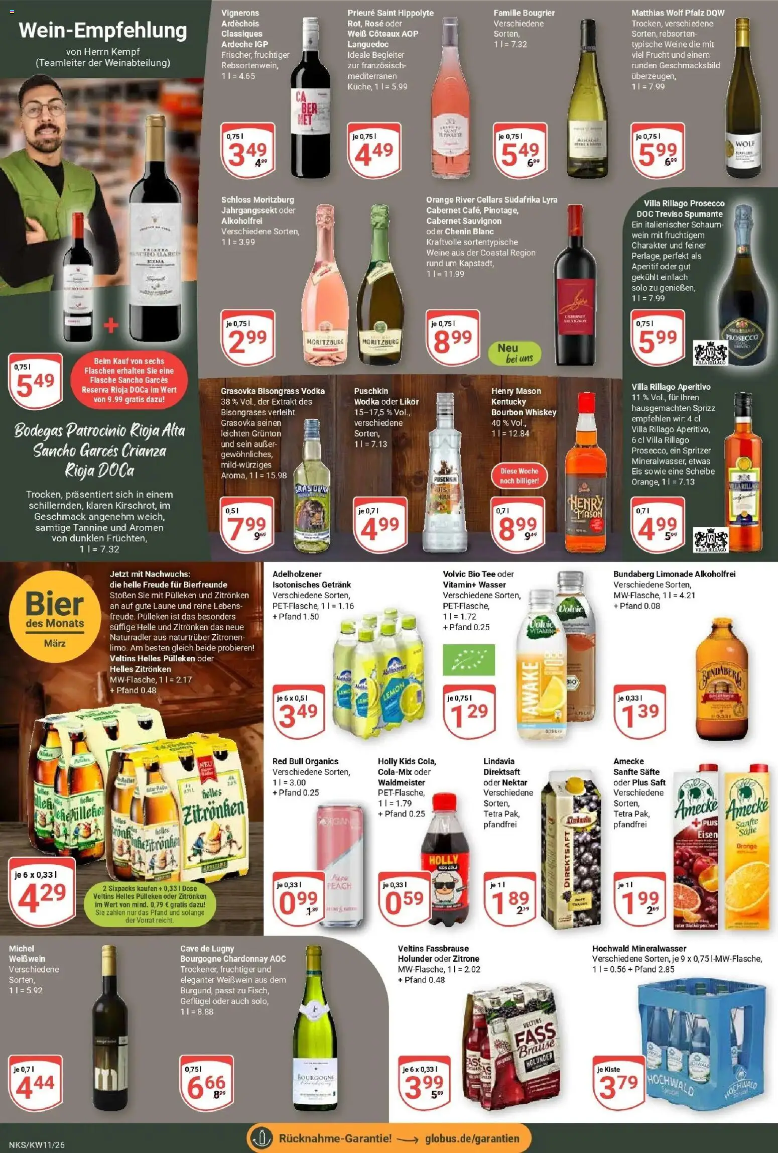 Globus prospekt Neunkirchen	 – gültig ab 09.03.2026 | Seite: 22 | Produkte: Bourbon, Volvic, Whiskey, Eis