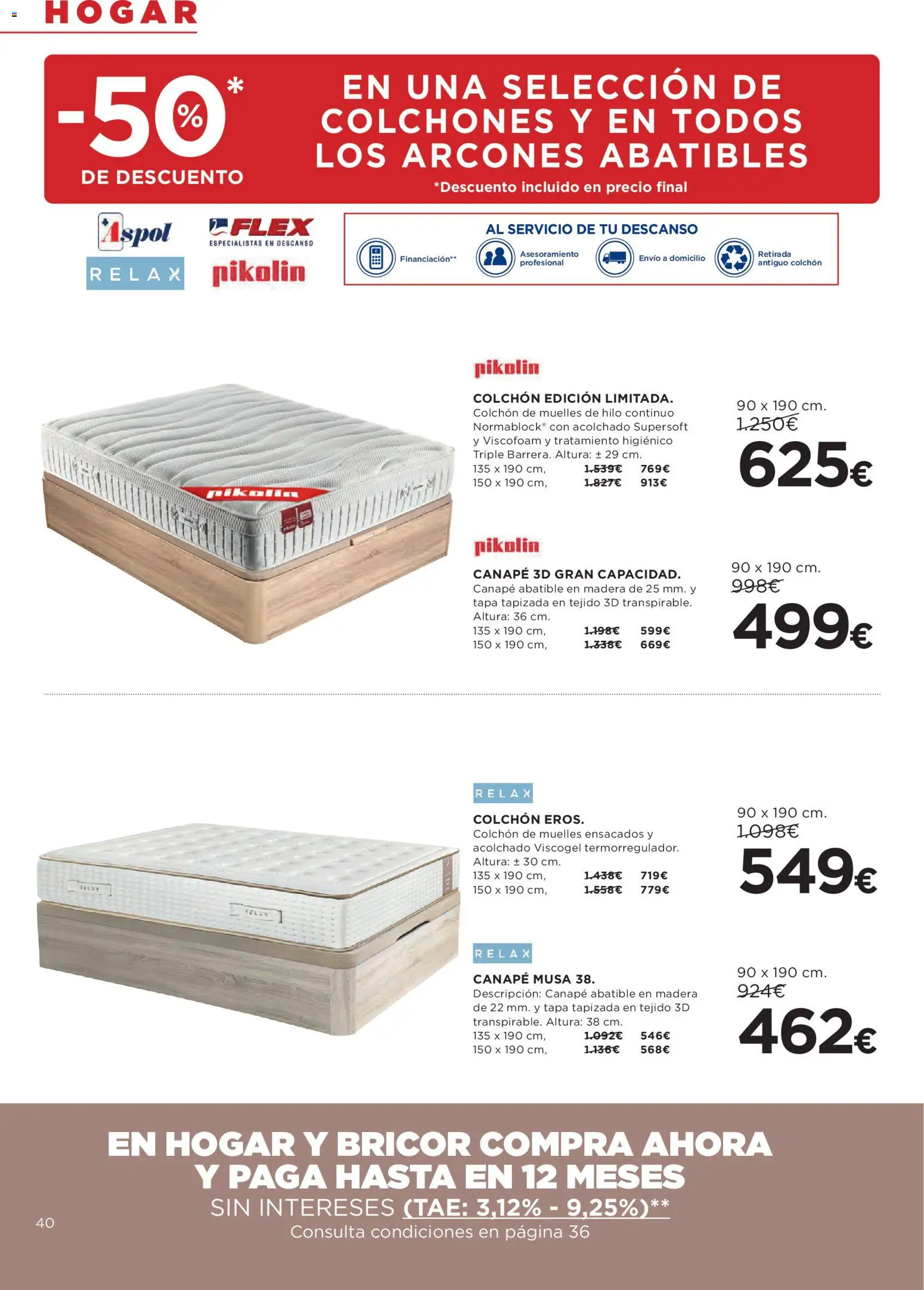 Hipercor catálogo │ válido desde el 12.02.2026 | Página: 40 | Productos: Colchon