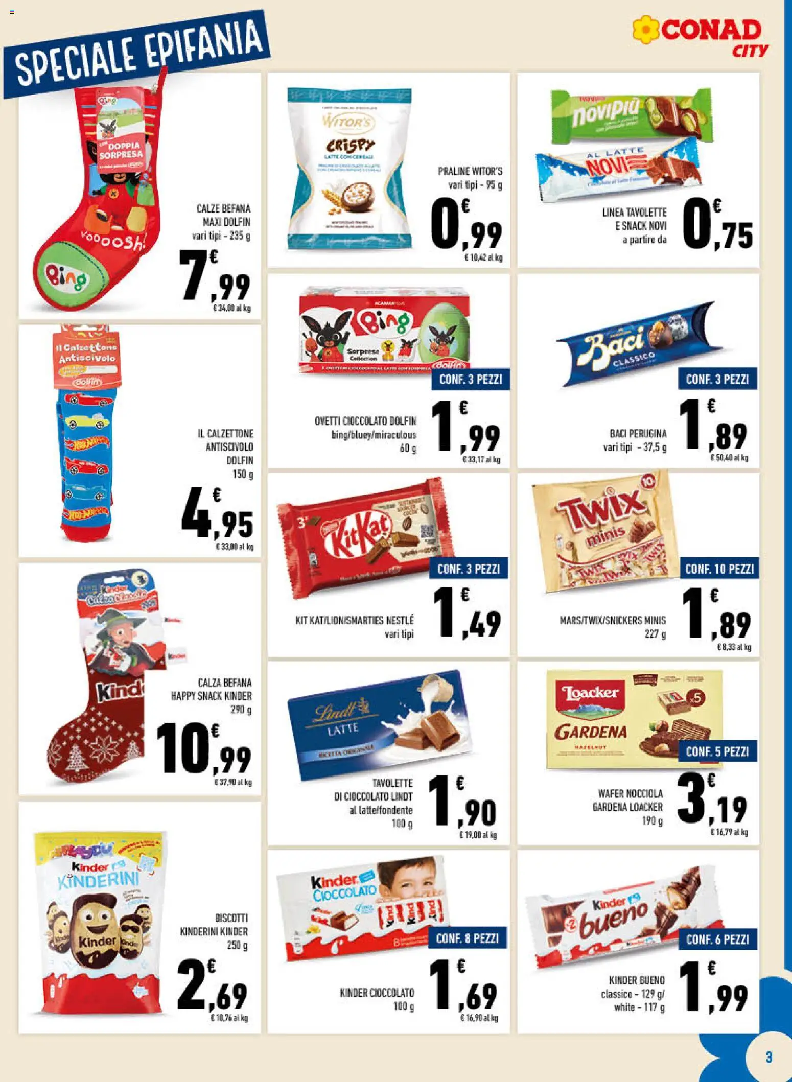 Volantino Conad del 27.12.2025 | Pagina: 3 | Prodotti: Cioccolato, Biscotti, Latte