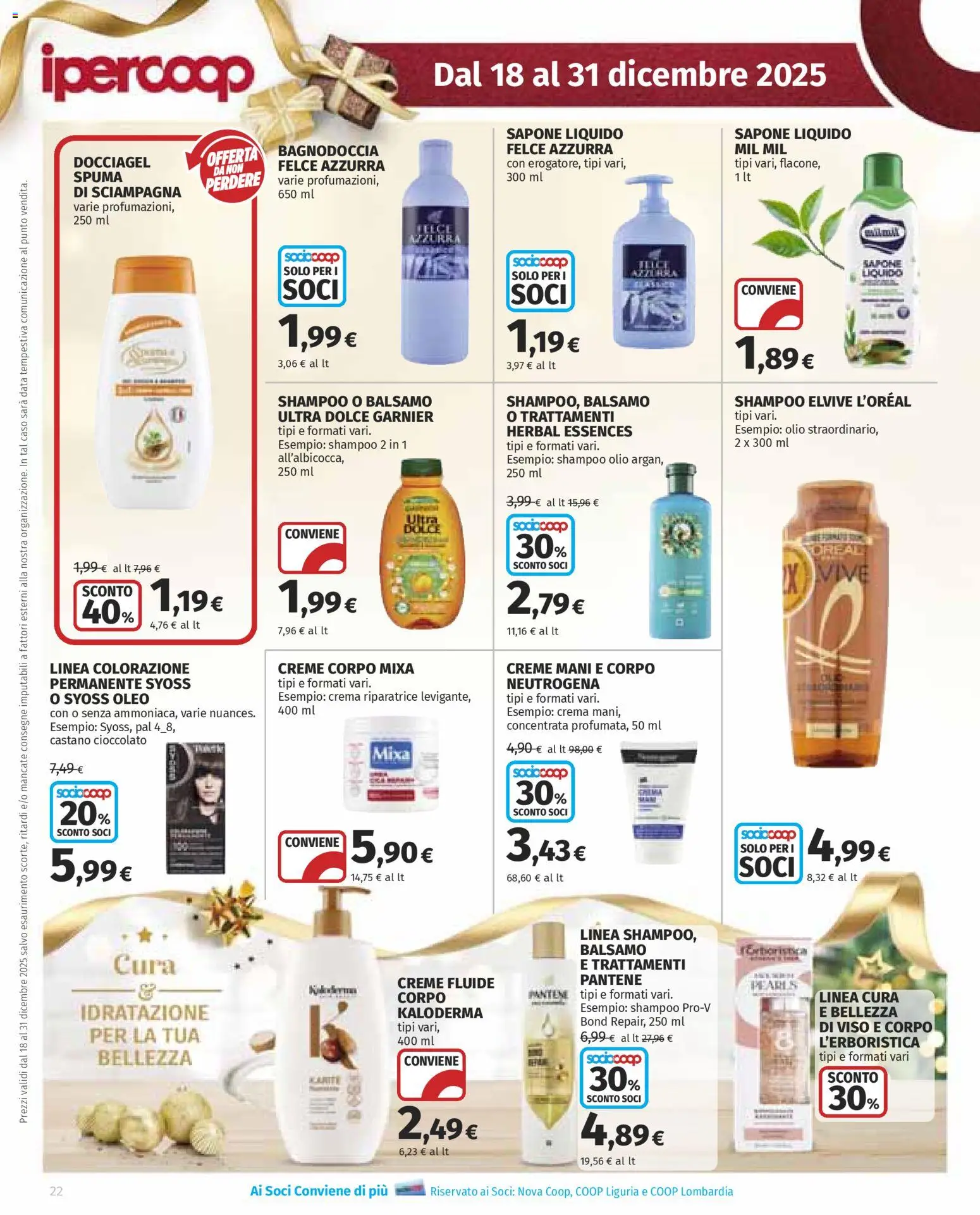 Volantino Ipercoop del 18.12.2025 | Pagina: 22 | Prodotti: Crema, Sapone, Olio, Data