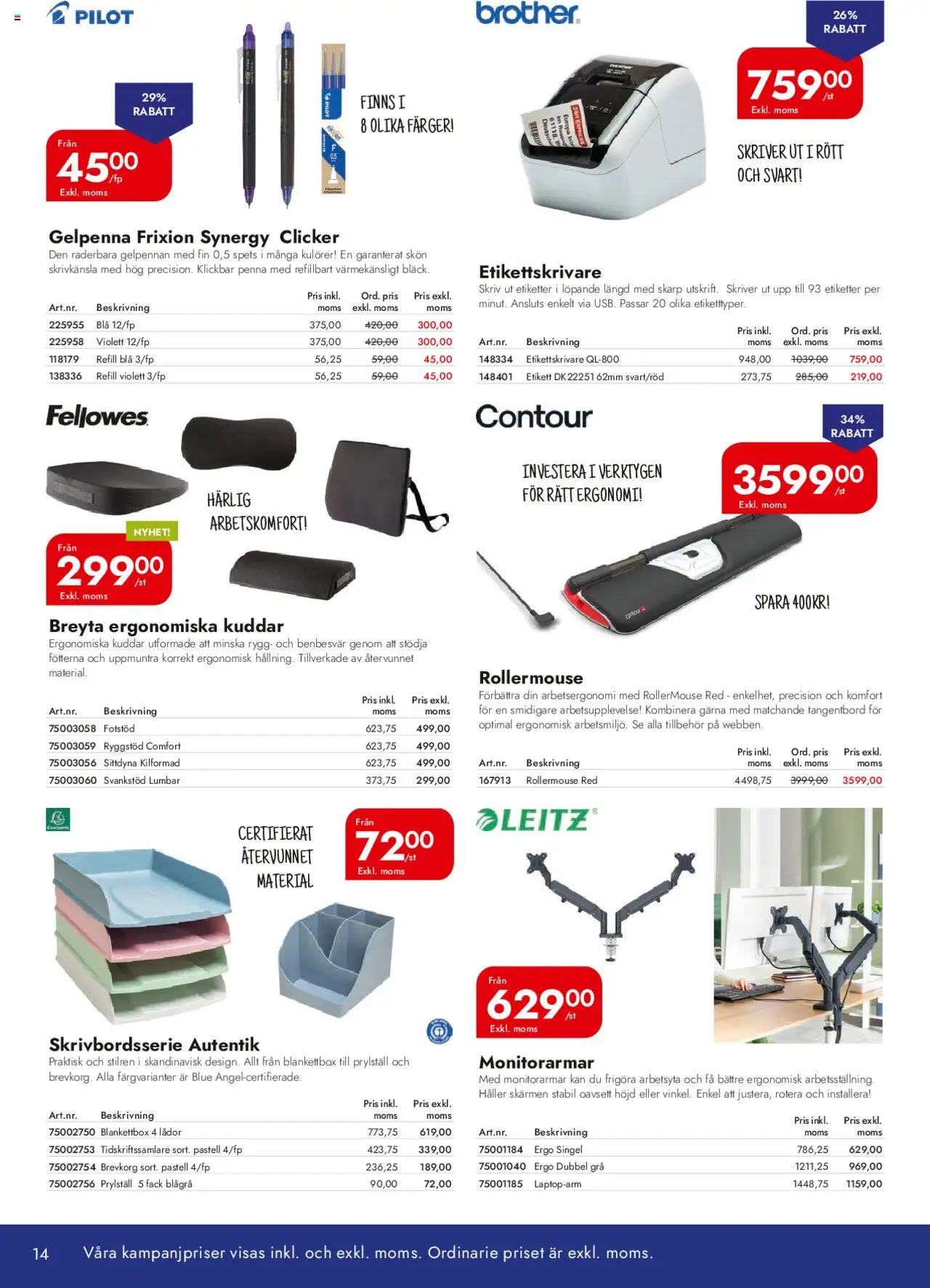Lyreco reklamblad aktuell från 01.09.2025 | Sida: 14 | Produkter: Penna, Brevkorg, Tangentbord