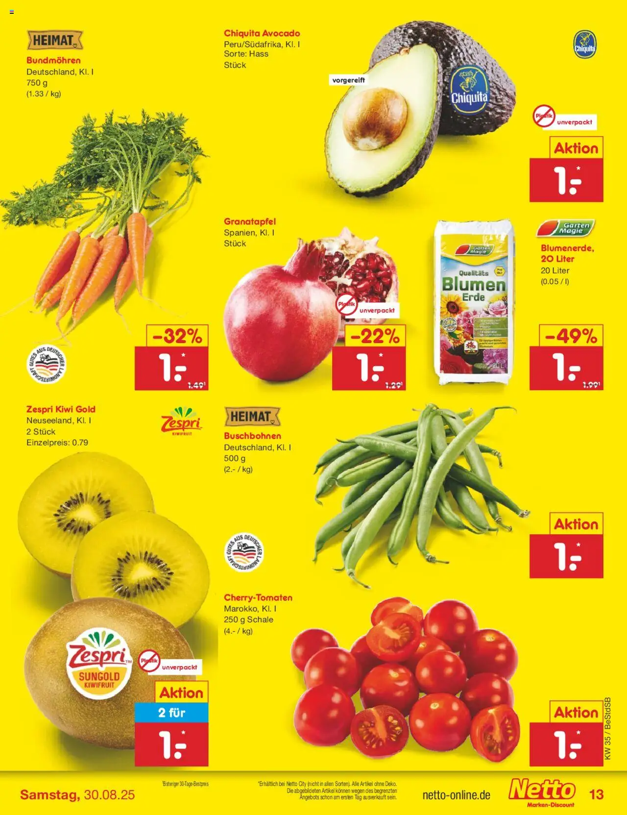Netto Marken-Discount Prospekt 	 - gültig ab dem 25.08.2025 | Seite: 19 | Produkte: Granatapfel, Blumen, Avocado, Kiwi