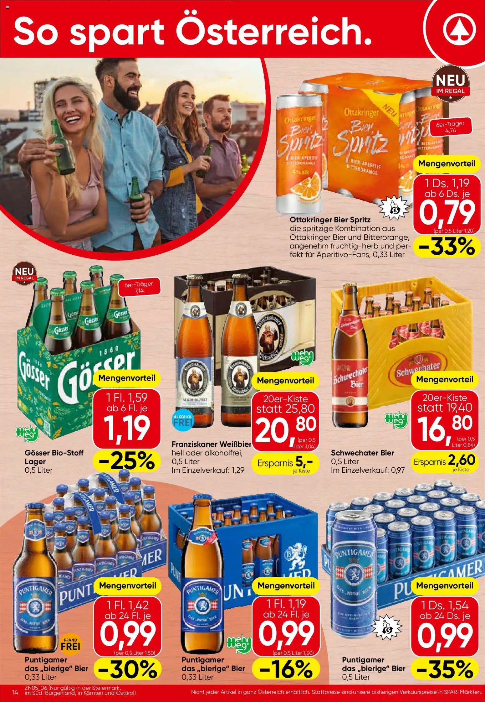Spar Flugblatt - Kärnten gültig ab 23.04.2026 | Seite: 14 | Produkte: Regal, Bier