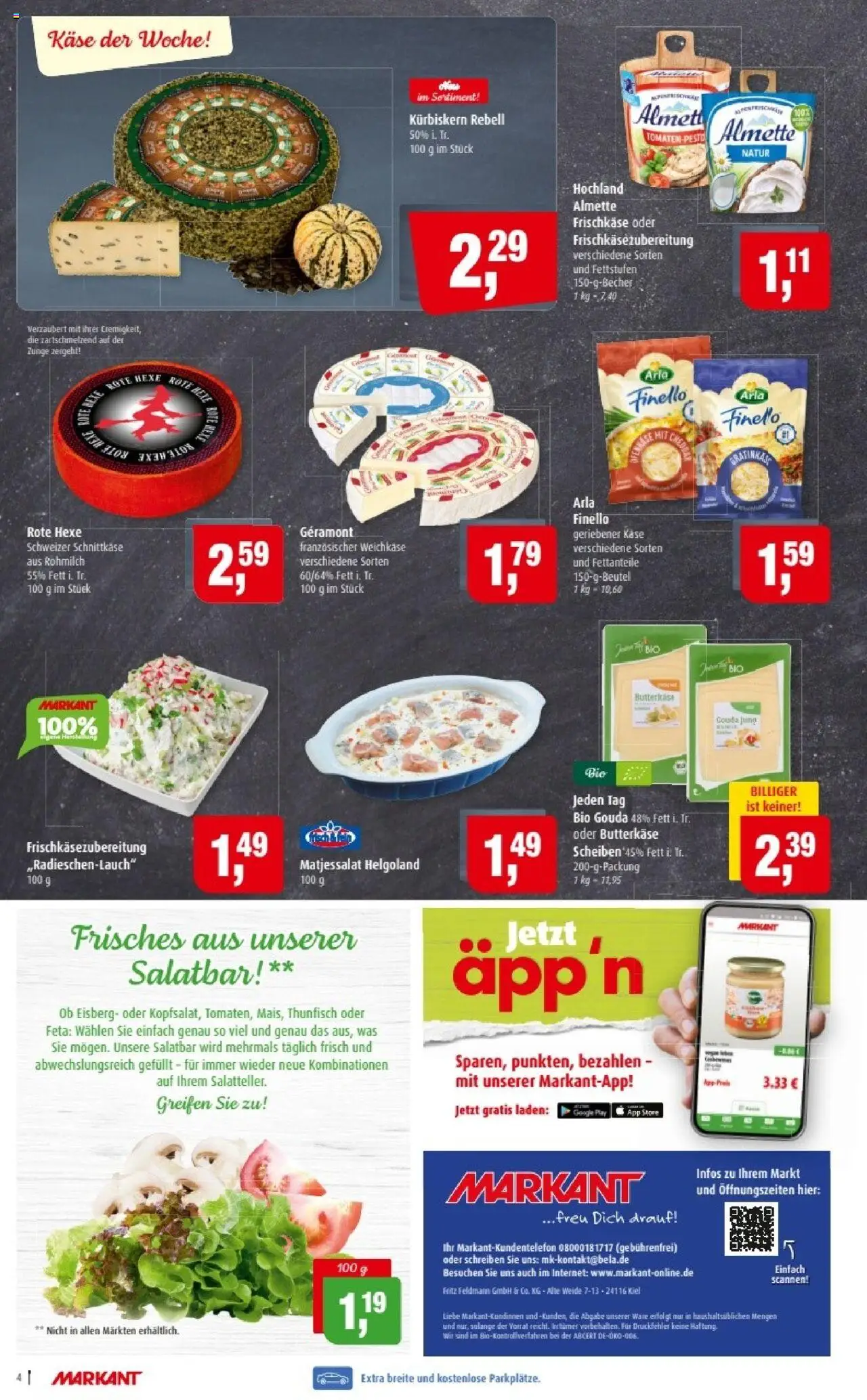 Markant Prospekt 	 – gültig ab 06.10.2025 | Seite: 4 | Produkte: Geramont, Almette, Feta, Tomaten