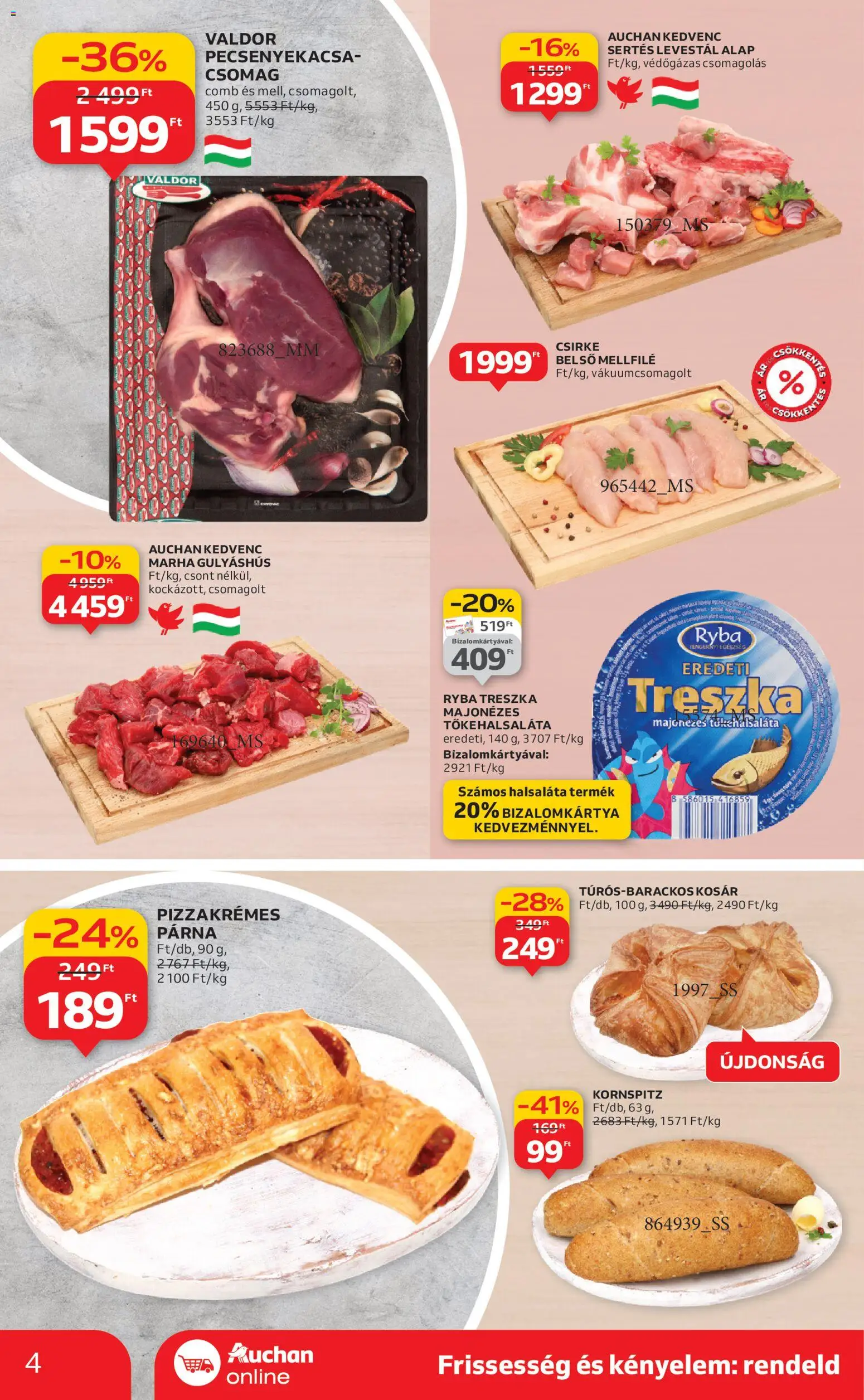 Auchan akciós ujság - amely érvényes a következő dátumtól: 27.11.2025 | Oldal: 4 | Termékek: Párna, Kosár, Pecsenyekacsa