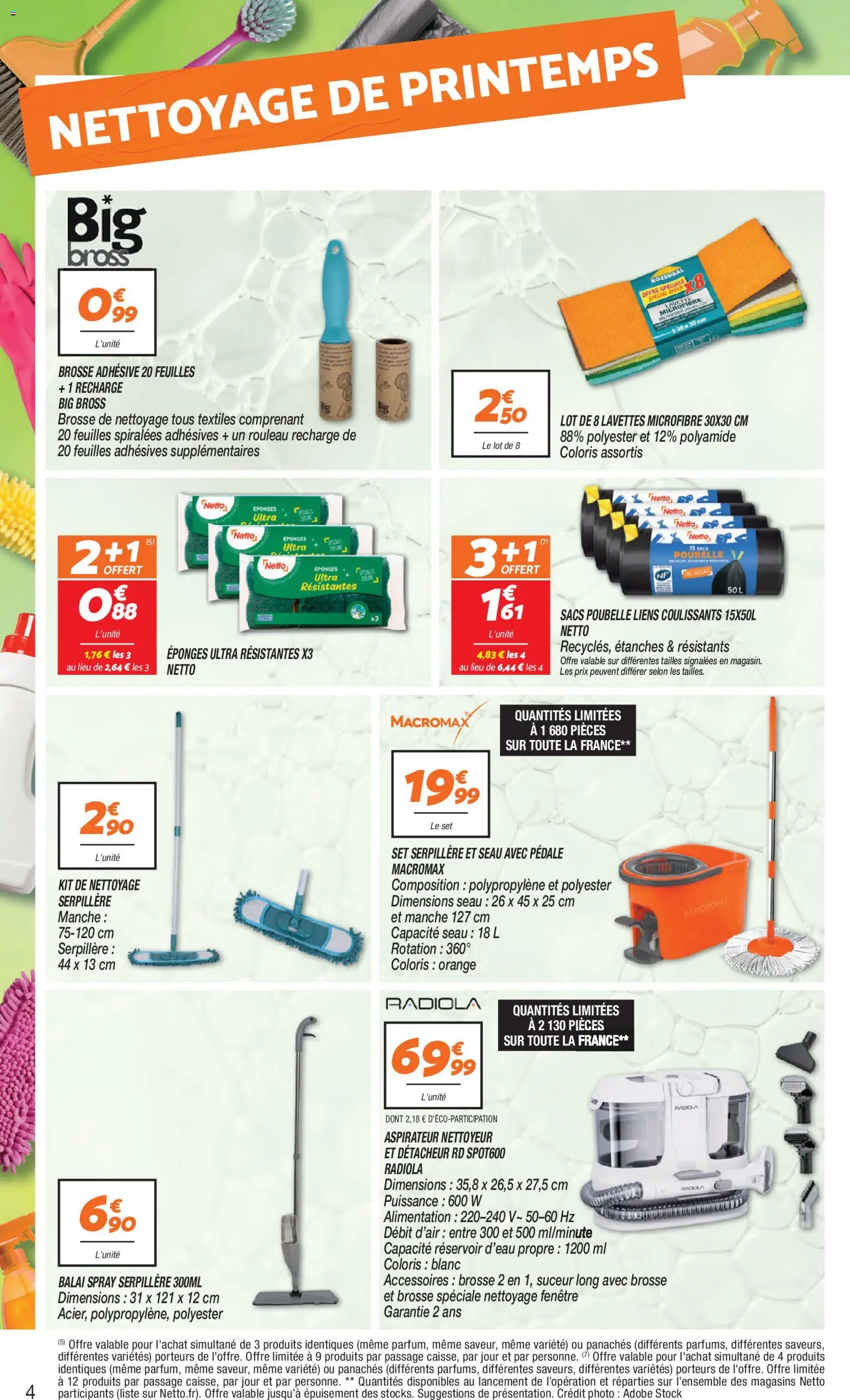 {H1} | Page: 4 | Produits: Poubelle, Aspirateur, Balai, Serpillère