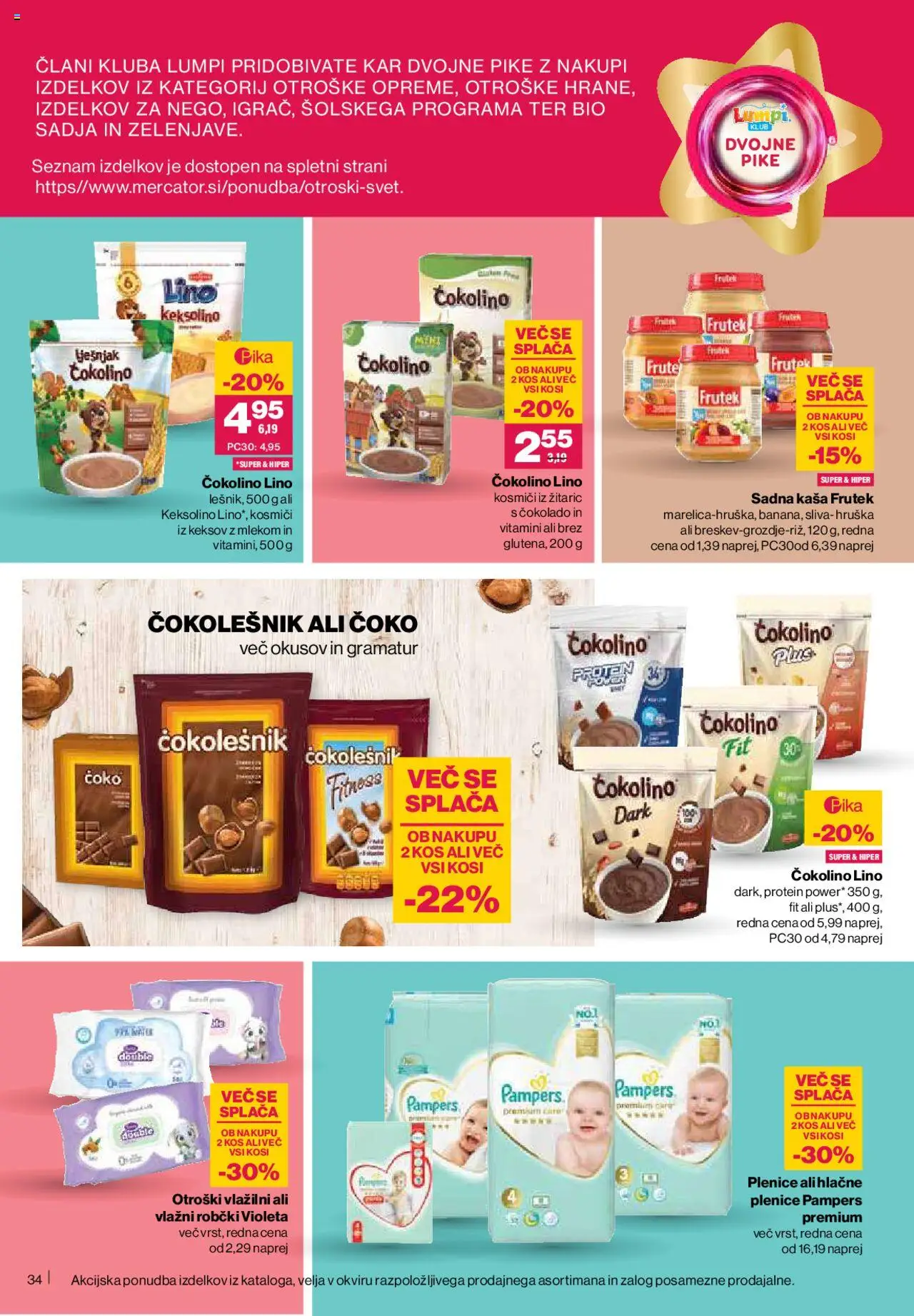 Novi Mercator katalog ponudbe – veljaven od 16.10.2025 | Stran: 36 | Izdelki: Plenice, Čokolino, Čokolešnik, Kosmici