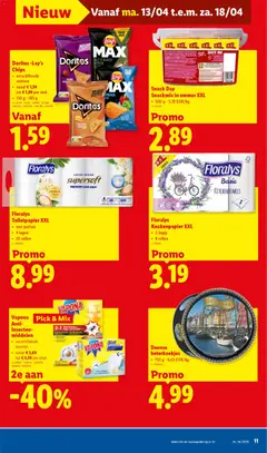 Floralys Toiletpapier XXL, met parfum, 4 lagen, 20 rollen - Voorbeeld van een folder van Lidl, geldig van 13.04.2026 | Pagina: 11 | Producten: Chips, Doritos, Toiletpapier, Toilet