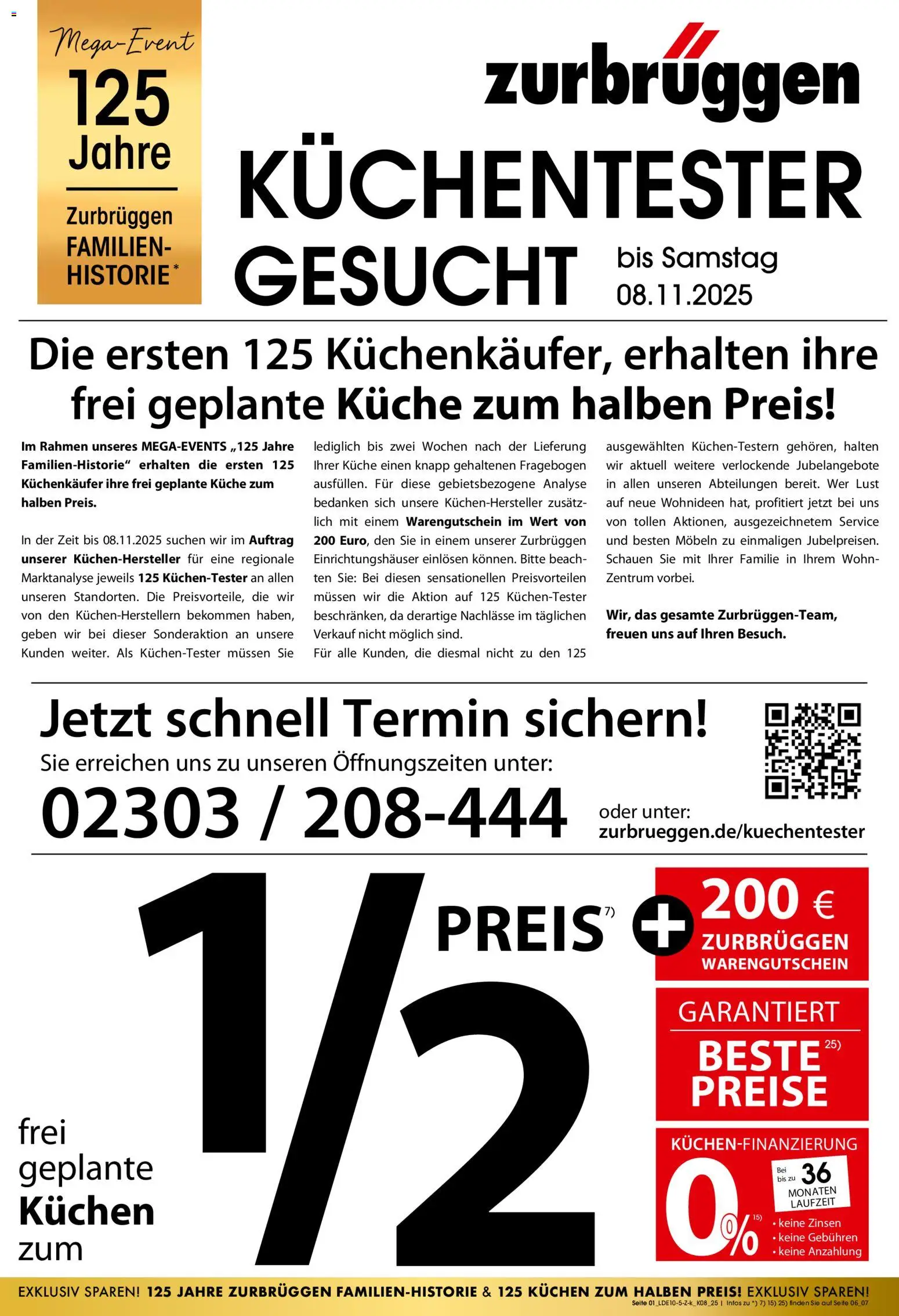 Zurbrüggen Küchentester gesucht – gültig ab 25.10.2025 | Seite: 1 | Produkte: Küche, Kuchen
