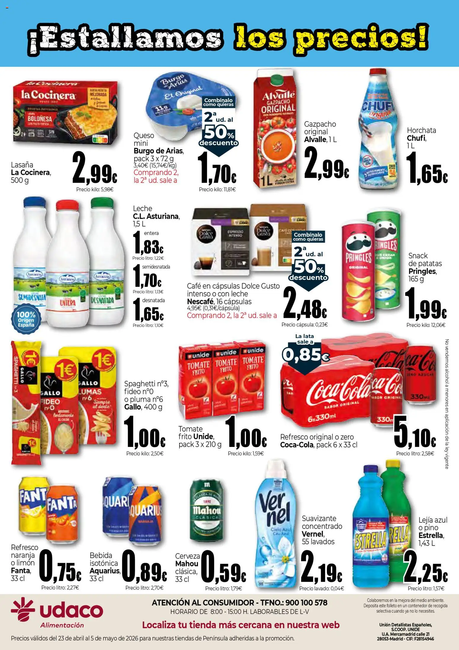 Unide - Estallamos los precios │ válido desde el 23.04.2026 | Página: 2 | Productos: Queso, Café en cápsulas, Suavizante, Gazpacho
