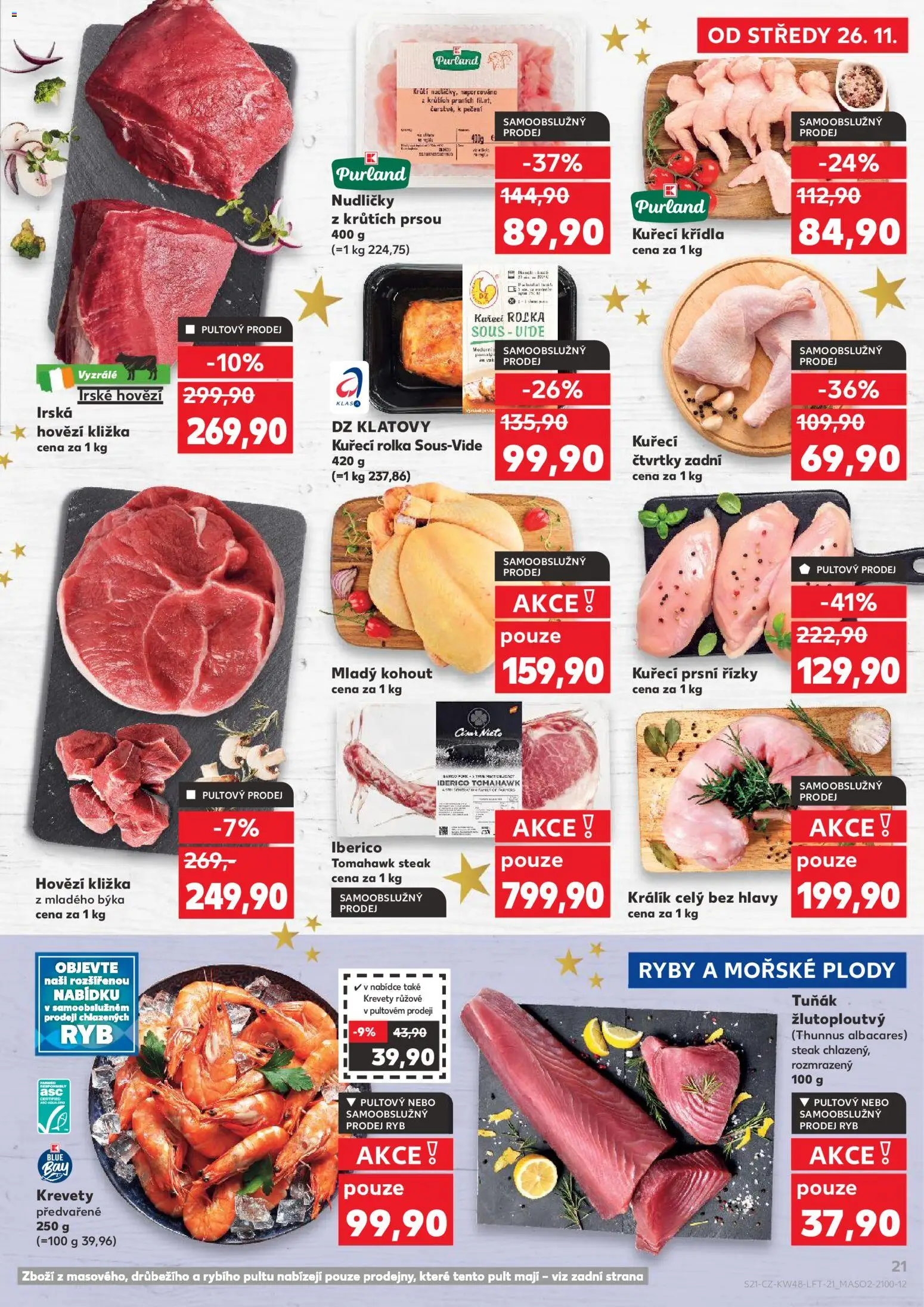 Kaufland leták - Ostrava od 26.11.2025 | Strana: 21 | Produkty: Sous vide, Steak, Kuřecí Křídla, Krevety
