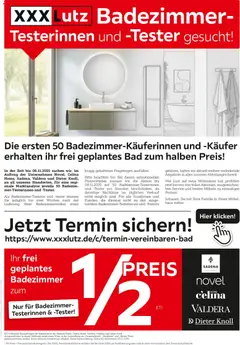 XXXL Lutz Badezimmer-Testerinnen und -Tester gesucht! ab 26.10.2025 gültig