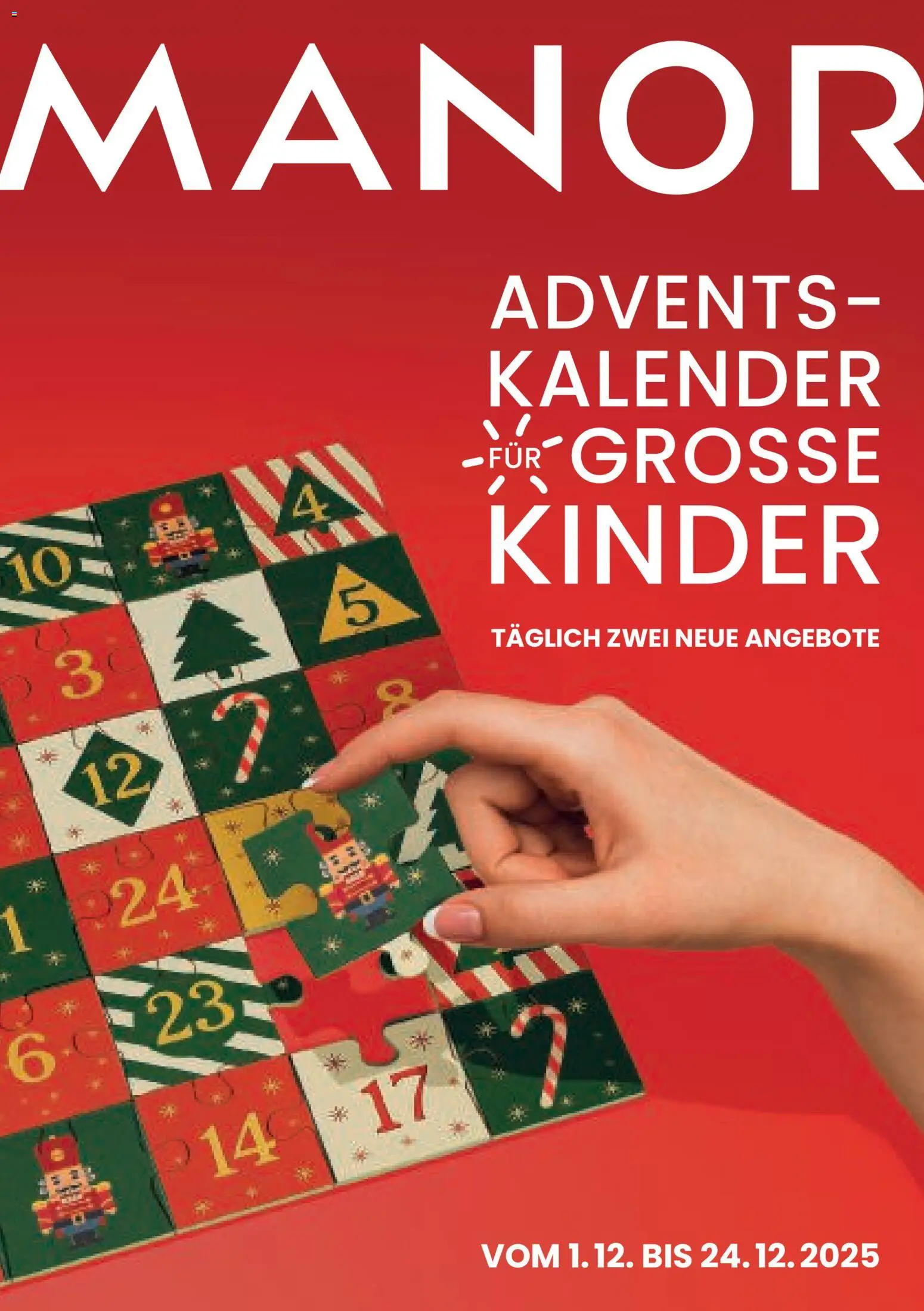 Manor Aktionen Adventskalender – gültig ab 01.12.2025 | Seite: 1