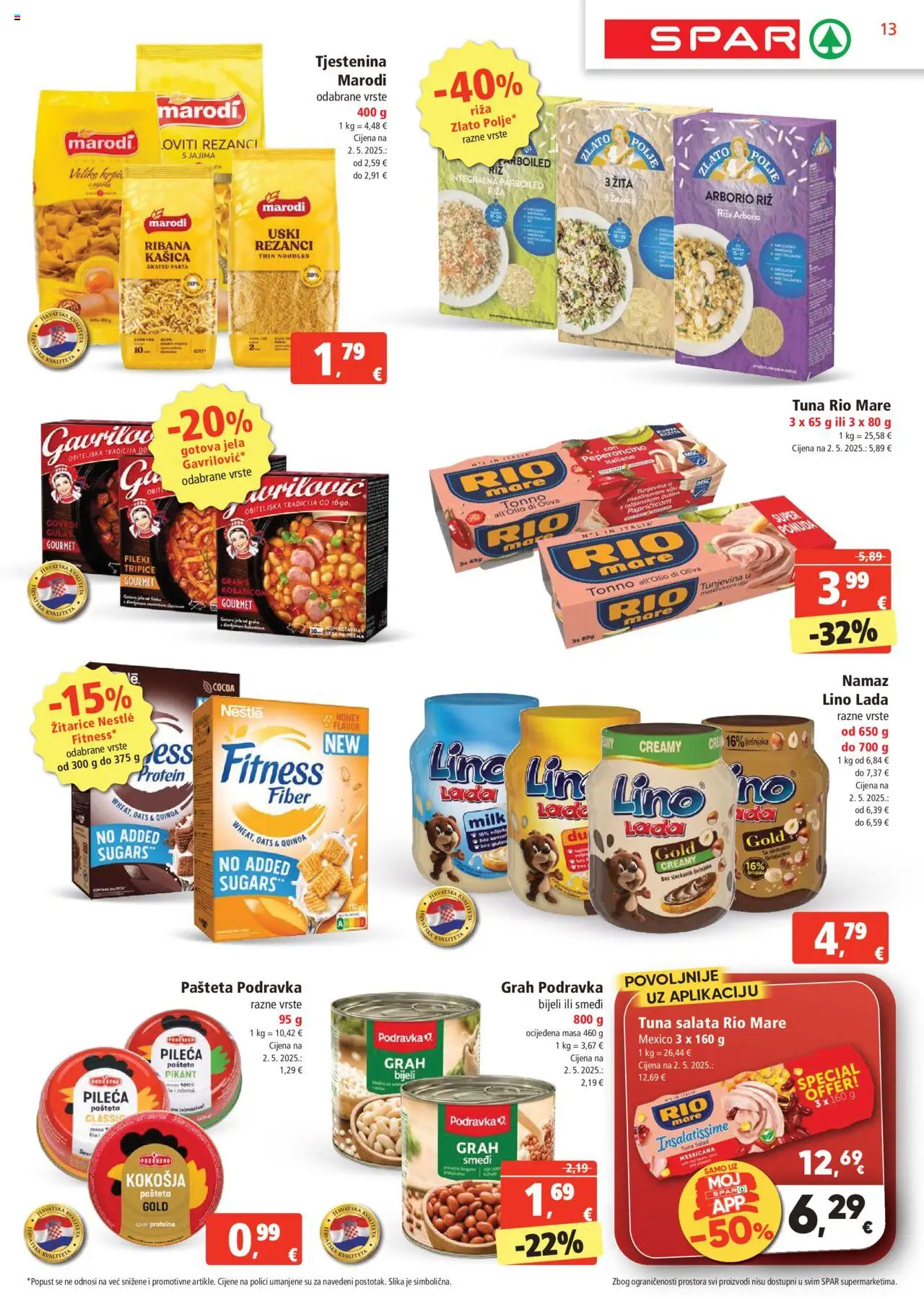Spar katalog | vrijedi od 20.08.2025 | Stranica: 13 | Proizvodi: Grah, Salata, Pasta, Tuna