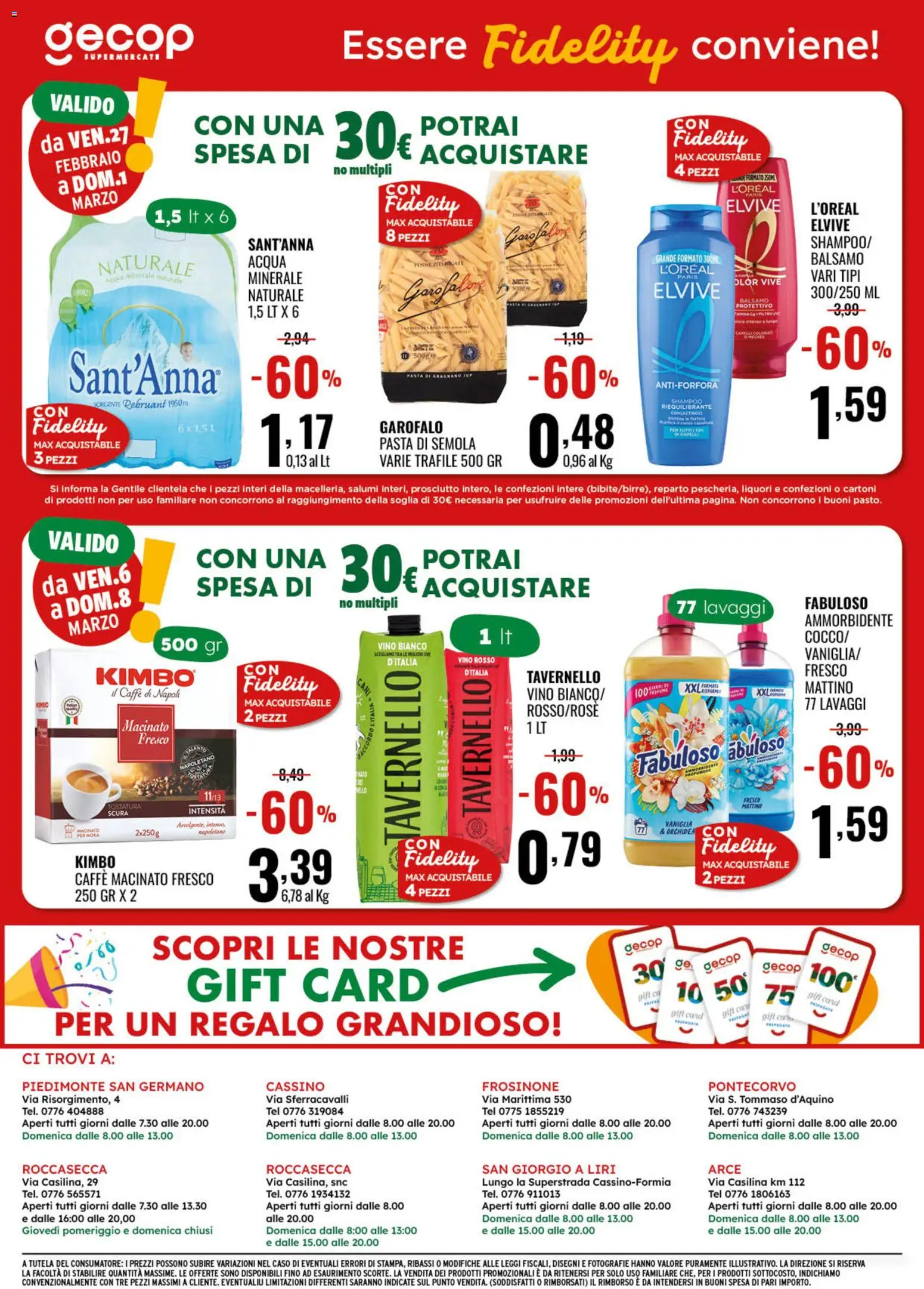 Volantino GECOP del 23.02.2026 | Pagina: 20 | Prodotti: Shampoo, Ammorbidente, Acqua, Macinato