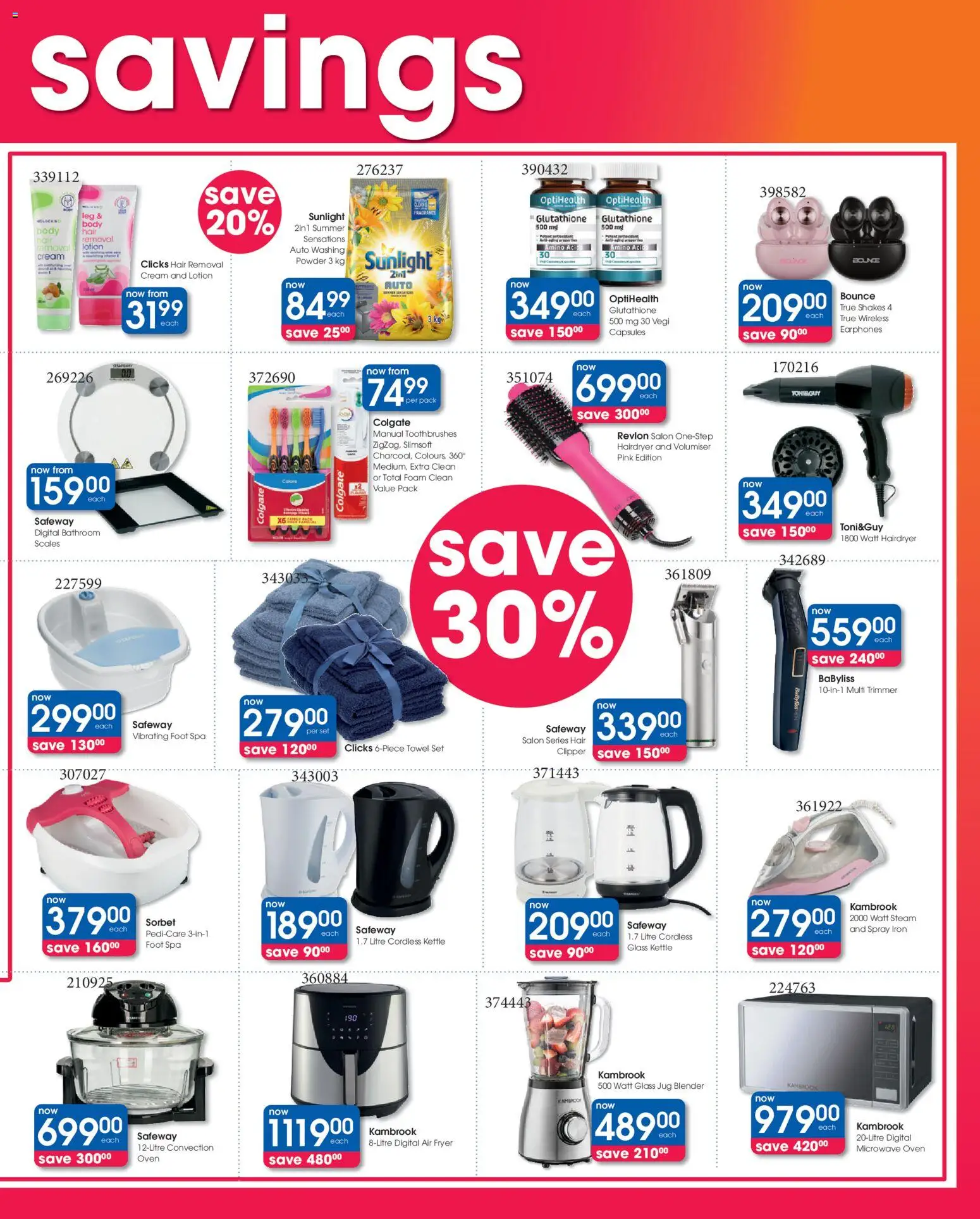 New Clicks catalogue – valid from 09.04.2026 | Page: 3 | Products: Earphones, Fryer, Towel, Detergent