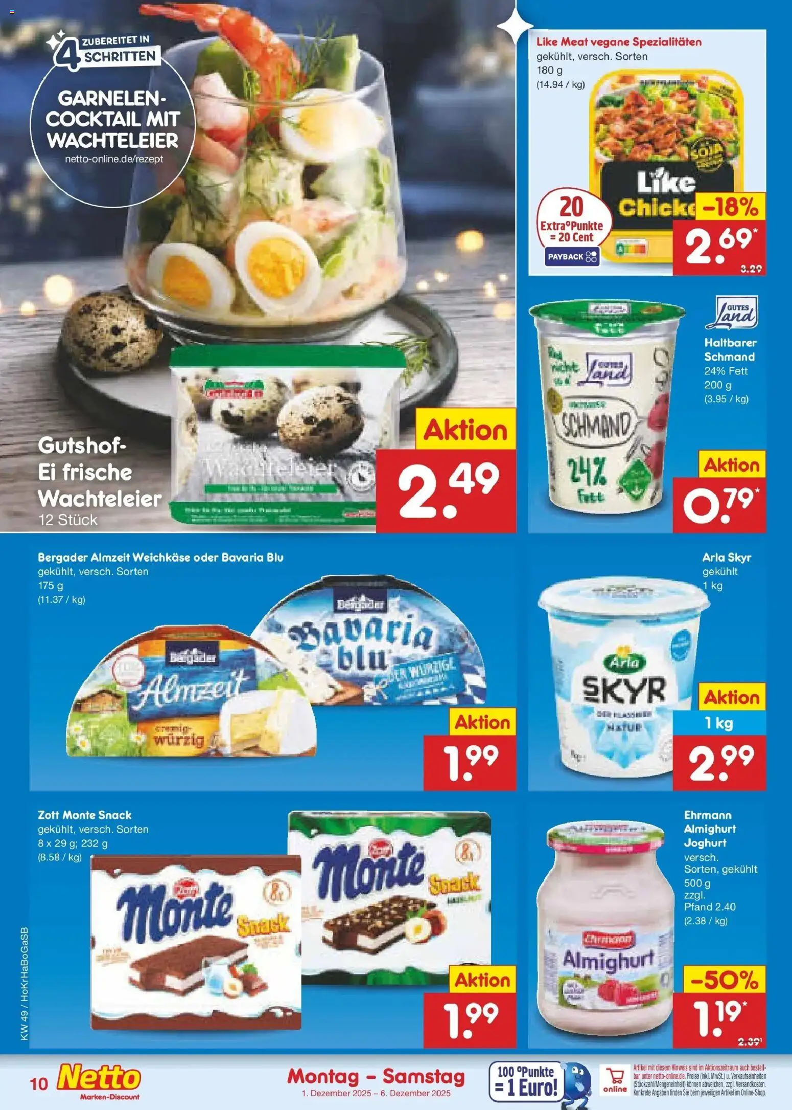 Netto Marken-Discount prospekt Hannover	 – gültig ab 30.11.2025 | Seite: 10 | Produkte: Joghurt, Garnelen, Arla skyr, Like meat