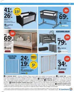 E.Leclerc - Prévisualisation de LIT PARAPLUIE "ODISSEY", Dimensions: 60x120cm. Pliage simple et rapide. Grande stabilité. Sac de transport inclus. valide à partir de 13.01.2026 | Page: 51 | Produits: Lit parapluie, Poids, Sac de transport, Barrière de sécurité