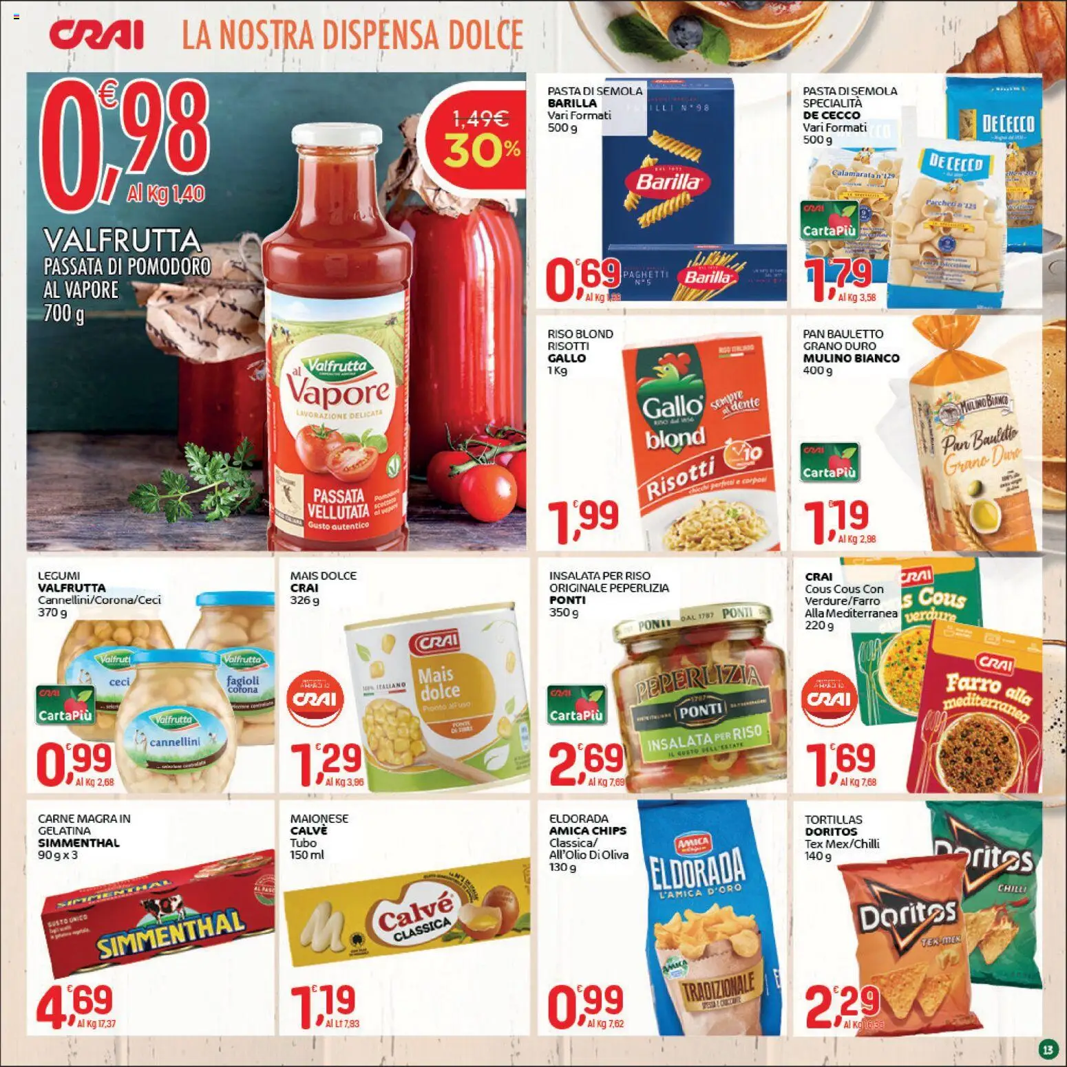 Volantino CRAI del 14.05.2026 | Pagina: 13 | Prodotti: Riso, Pomodoro, Pasta, Mais