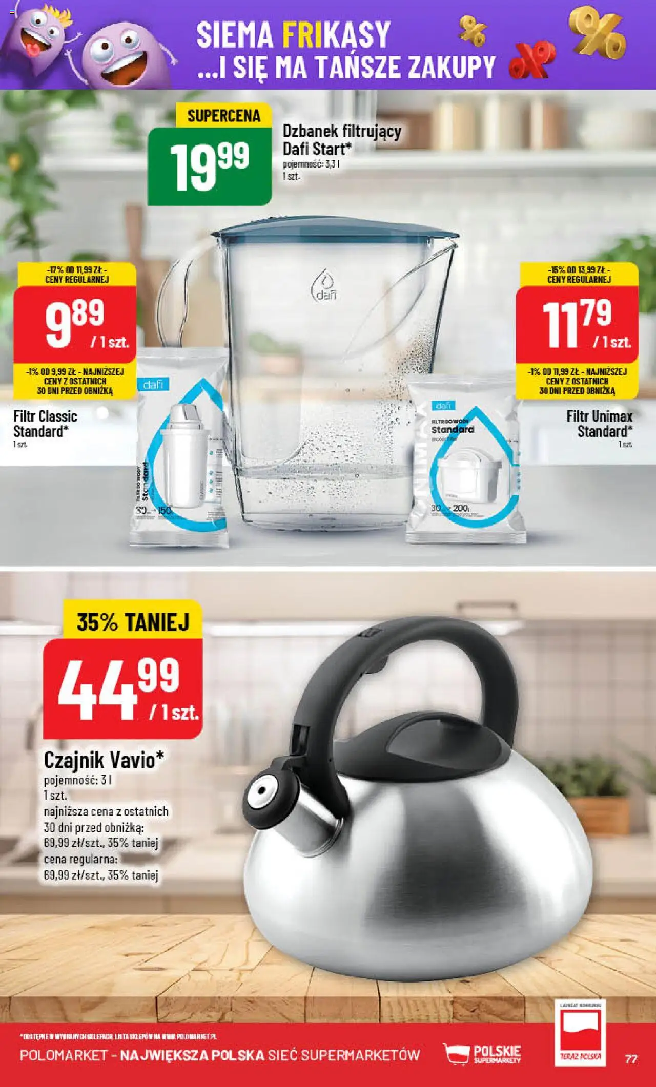 POLOmarket Gazetka od 08.10.2025 | Strona: 77 | Produkty: Dzbanek, Filtr do wody, Czajnik, Dzbanek filtrujący