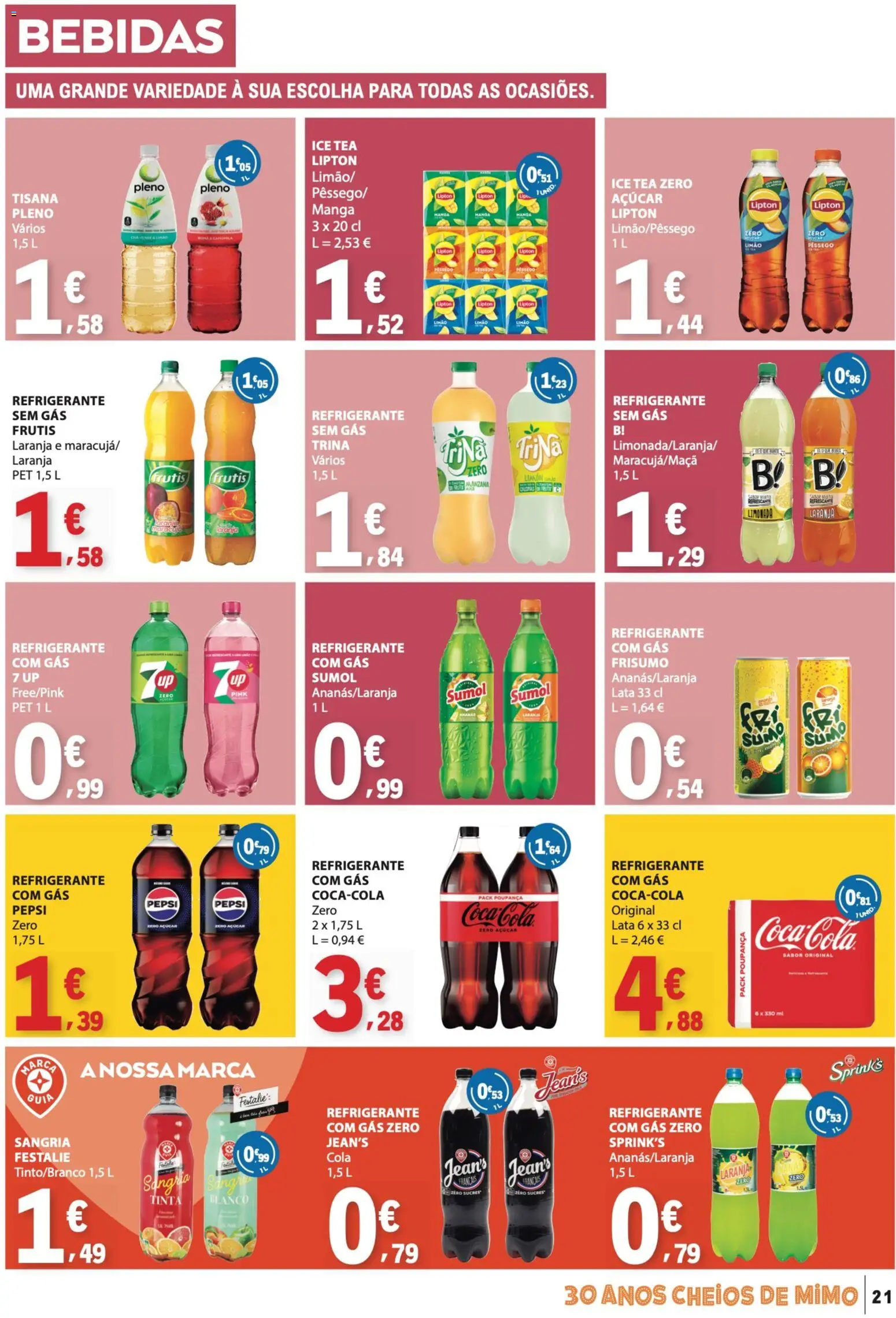 E.Leclerc folheto │ válido de 19.03.2026 | Página: 21 | Produtos: Refrigerante, Tinta, Sumo, Açúcar