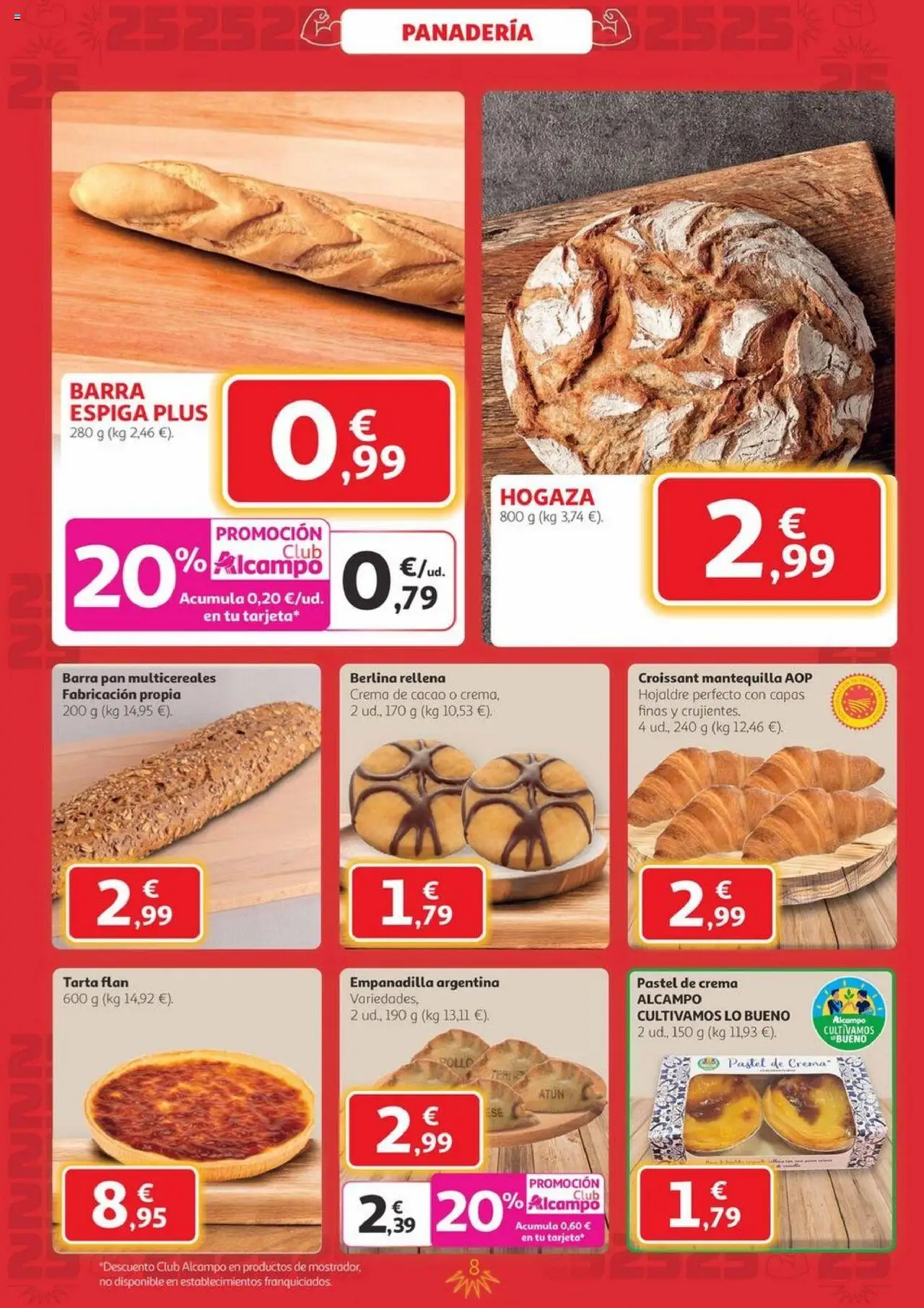 Alcampo - Canarias │ válido desde el 09.10.2025 | Página: 8 | Productos: Pan, Croissant, Crema, Φρυγανιές σικάλεως