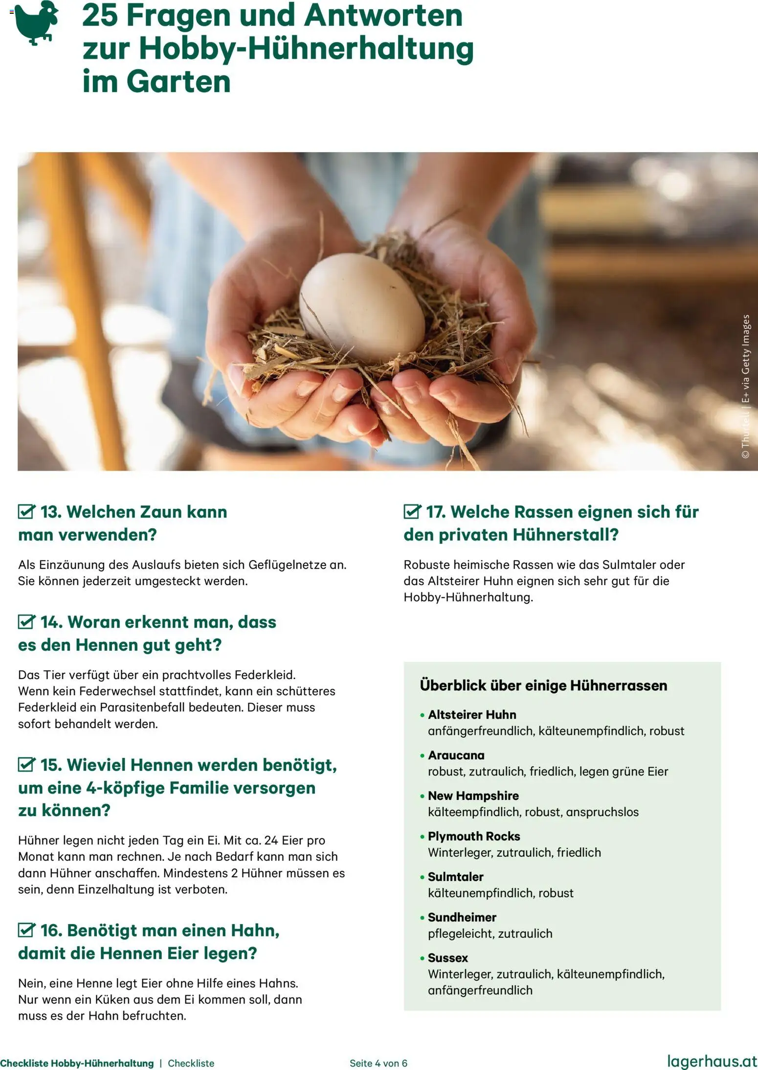 Lagerhaus  Checkliste Hobbyfarming Huehnerhaltung gültig ab 12.11.2025 | Seite: 4 | Produkte: Eier