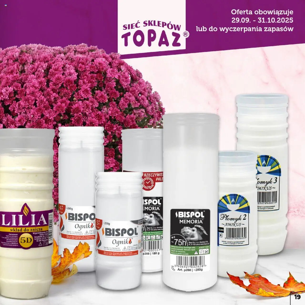 Topaz Gazetka - Znicze wkłady od 29.09.2025 | Strona: 19 | Produkty: Gra