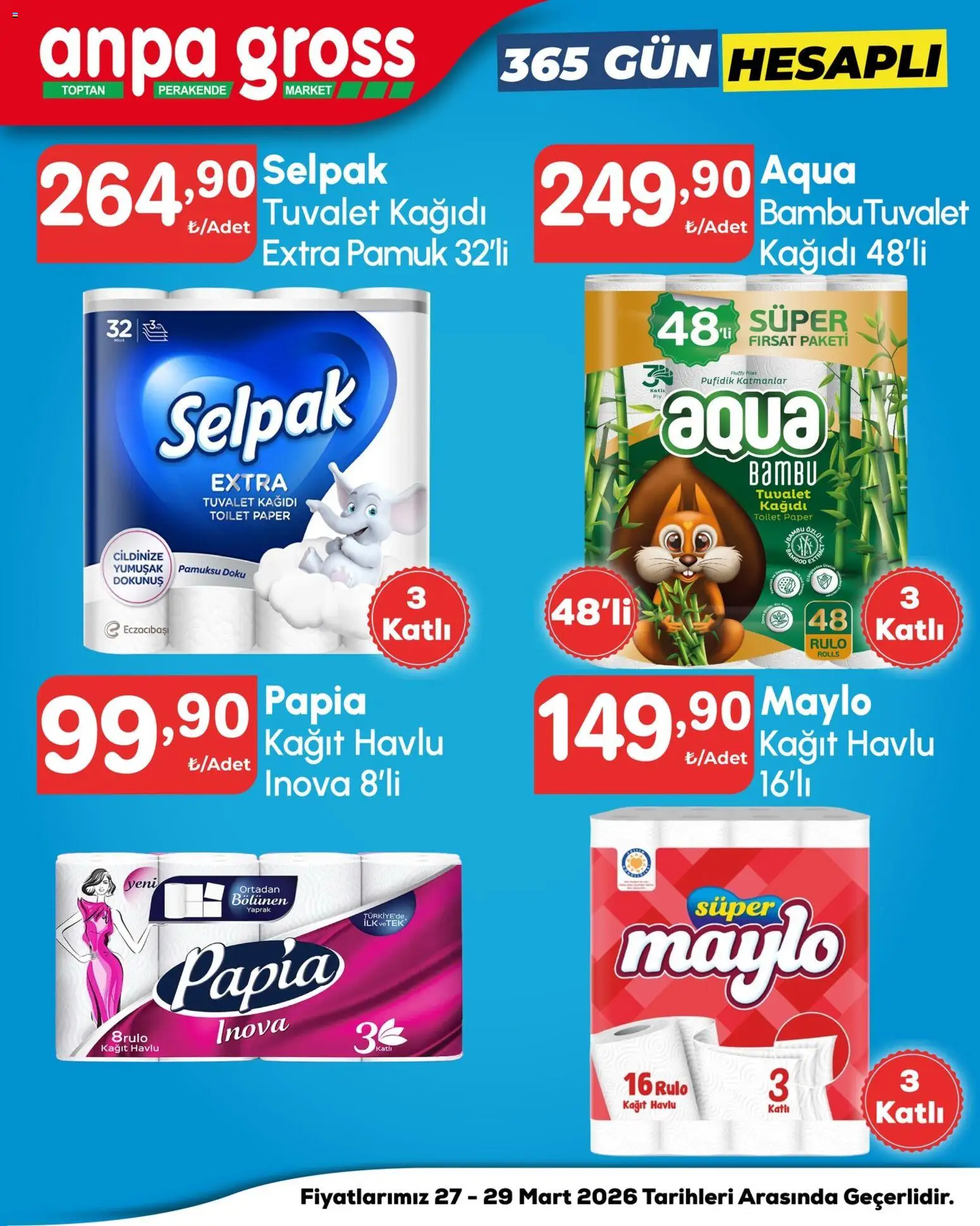 Anpa Gross İndirim - 27.03.2026 tarihinden itibaren geçerlidir | Sayfa: 4 | Ürünler: Tuvalet, Kağıt havlu, Tuvalet kağıdı