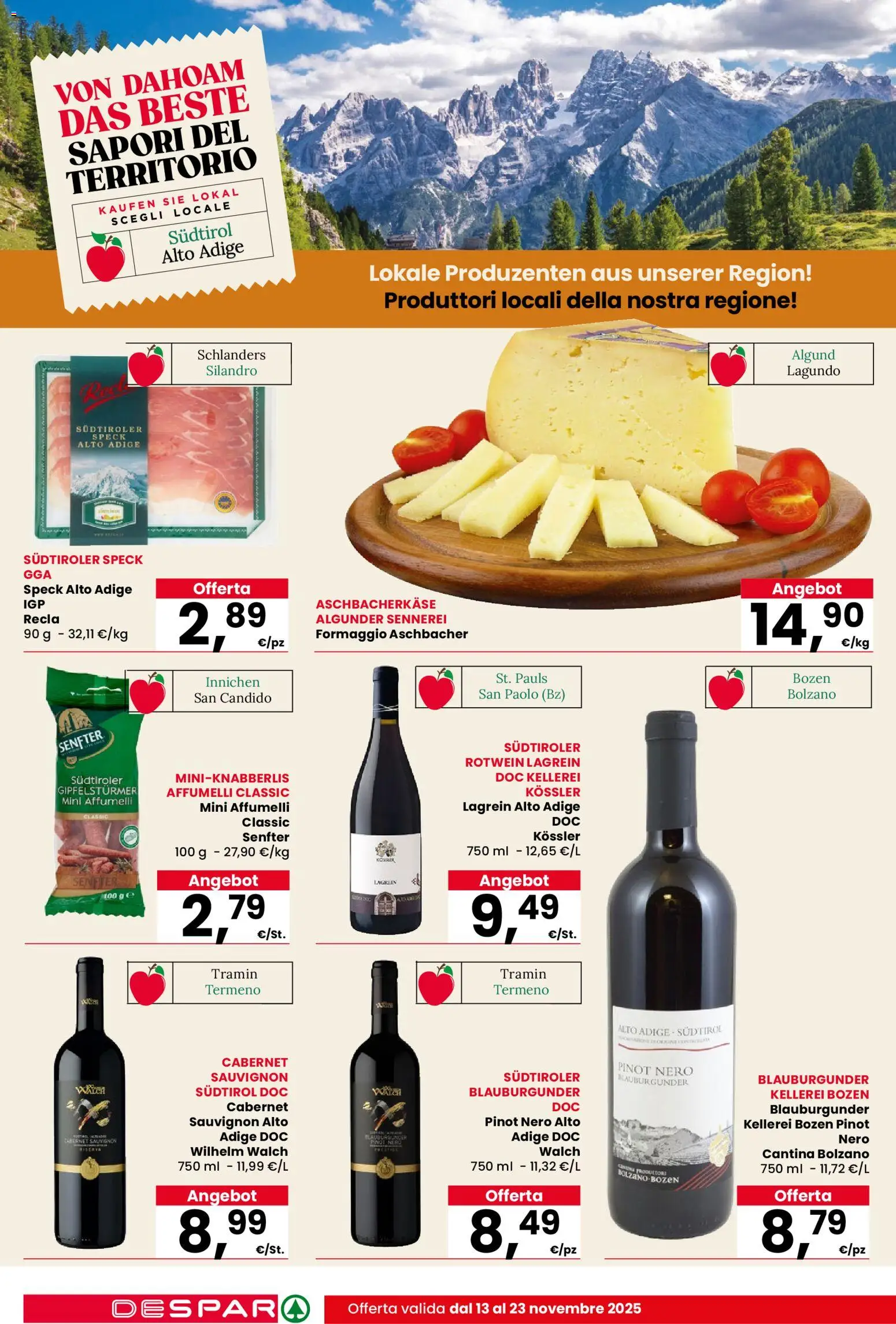 Volantino Despar del 13.11.2025 | Pagina: 12 | Prodotti: Speck, Formaggio